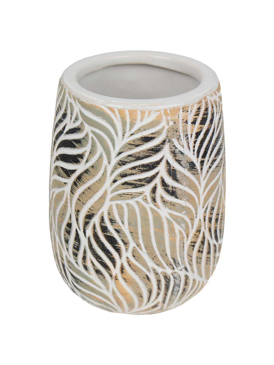 Изображение товара Стакан для зубных щеток Форест из керамики бежевый для ванной комнаты