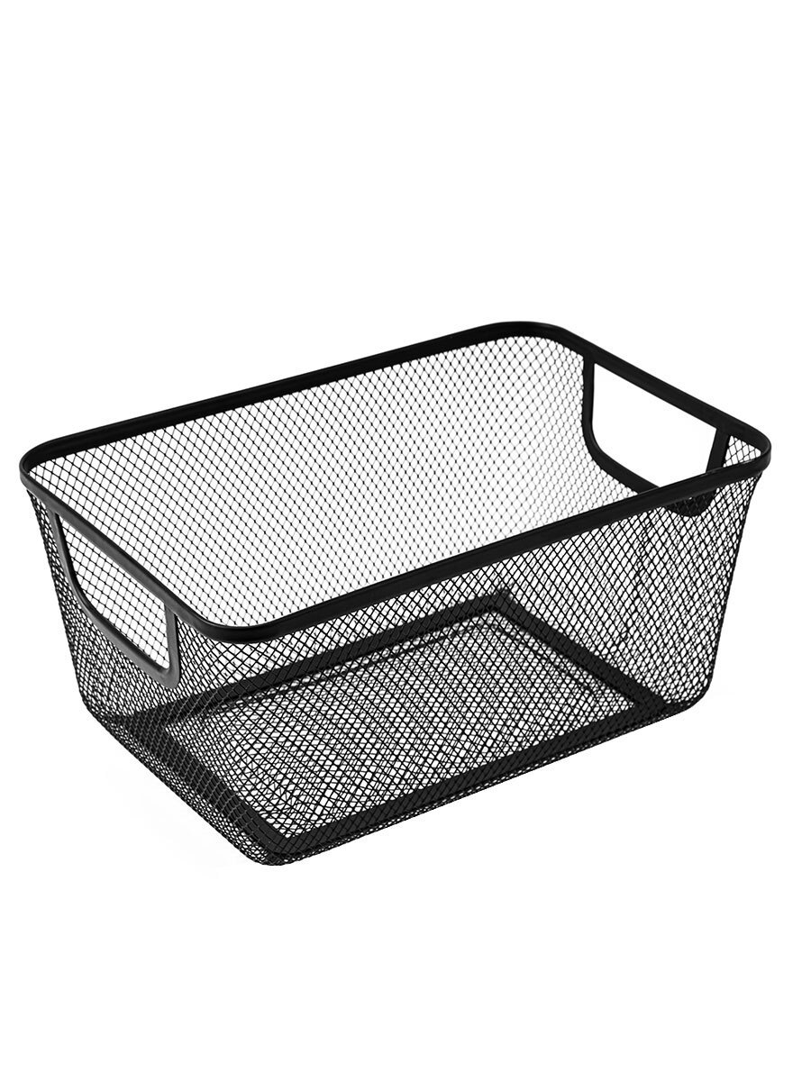 Изображение товара Корзина для хранения Уют мелкая сетка квадратная металл черный 9л