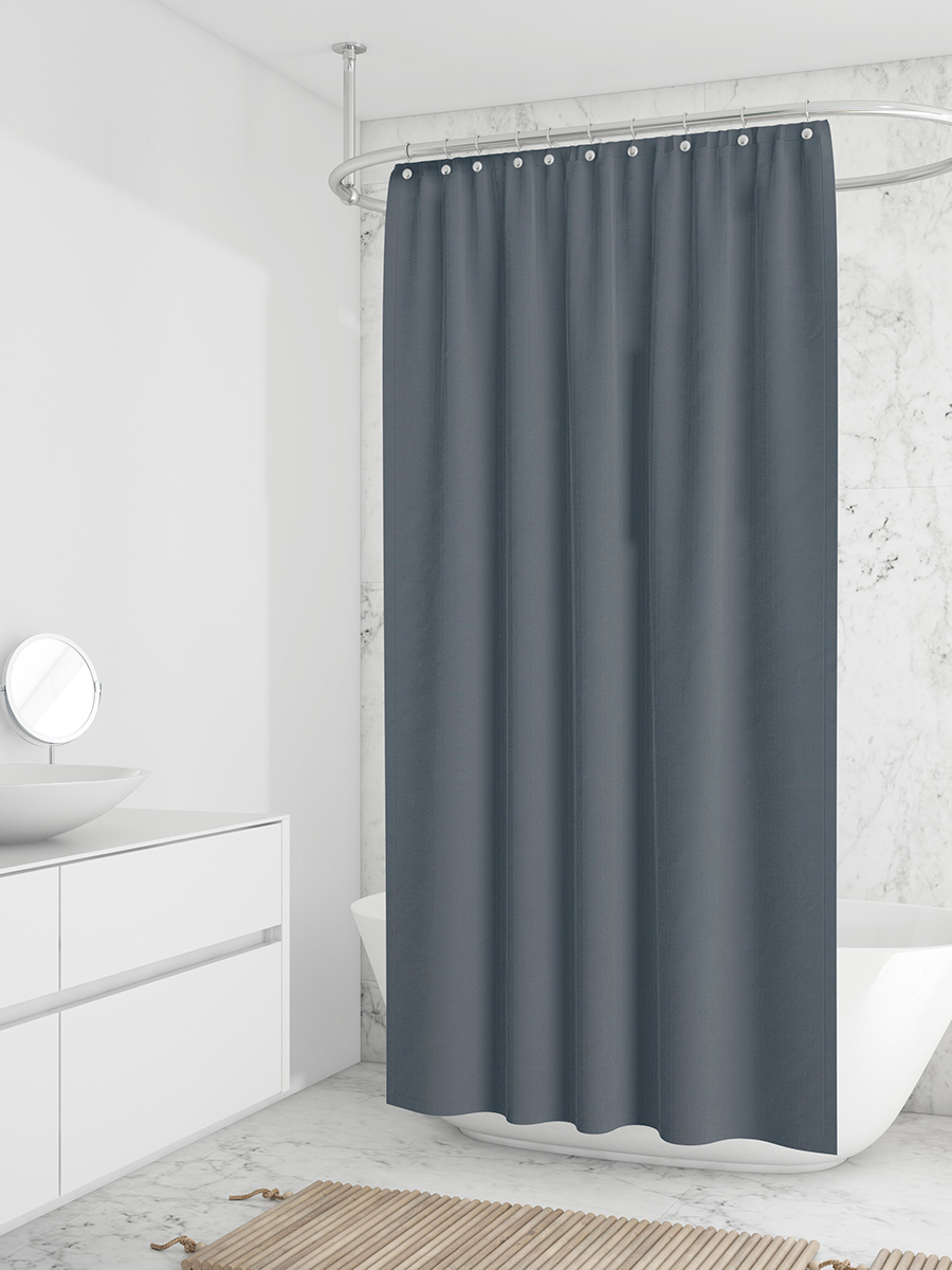 Изображение товара Штора для ванной 180х180 Лавита темно-серый пэс с металлическими люверсами