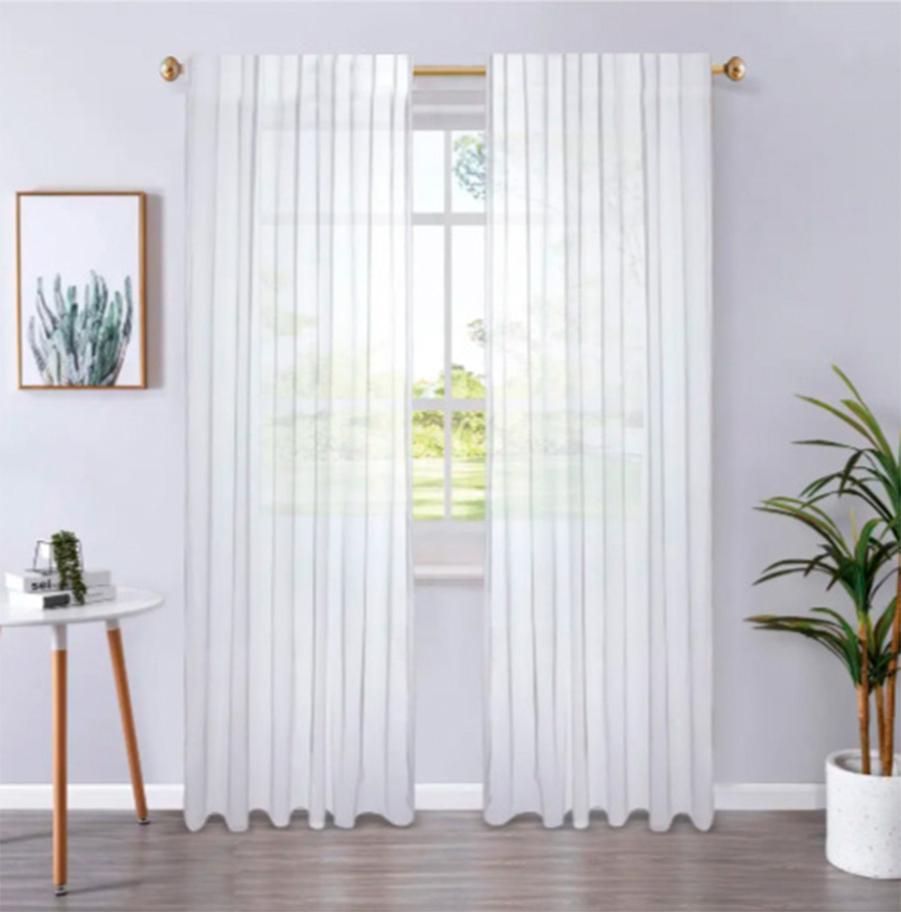 Изображение товара Поло-сетчатый белый тюль на ленте 140x270 см для гостиной кухни спальни