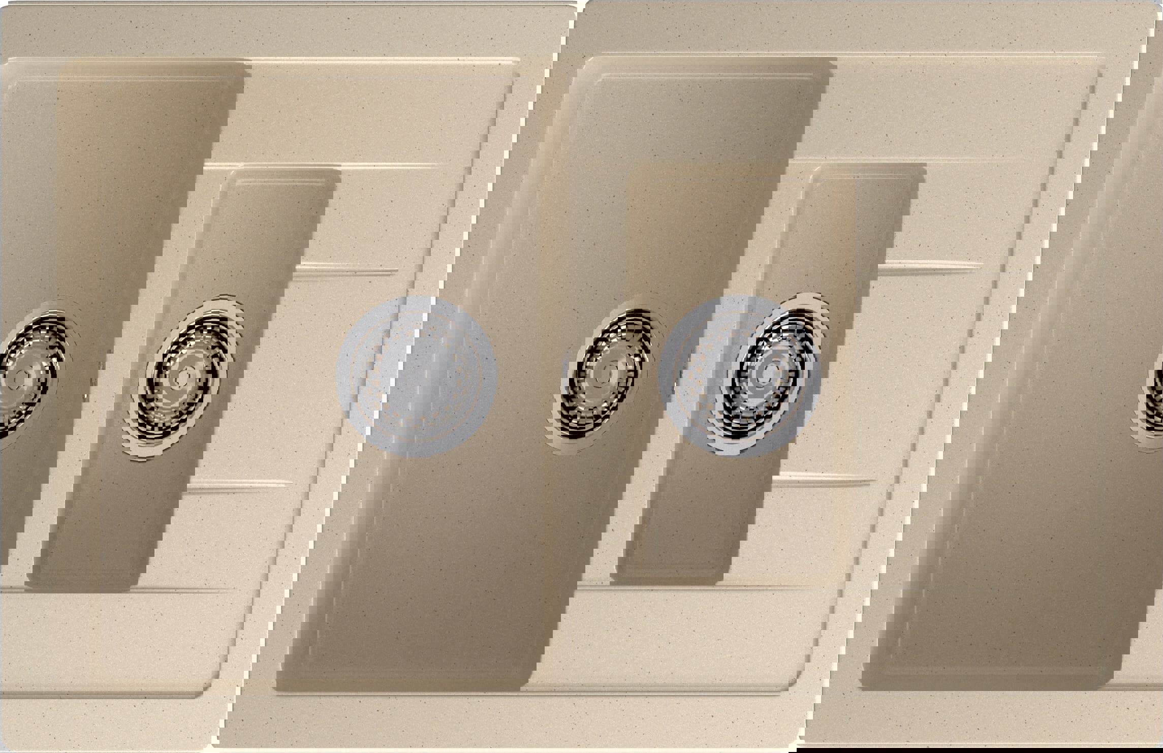 Изображение товара Мойка для кухни Эко-м 49.5x76.5 см из мрамора с двумя чашами и прямоугольной формой