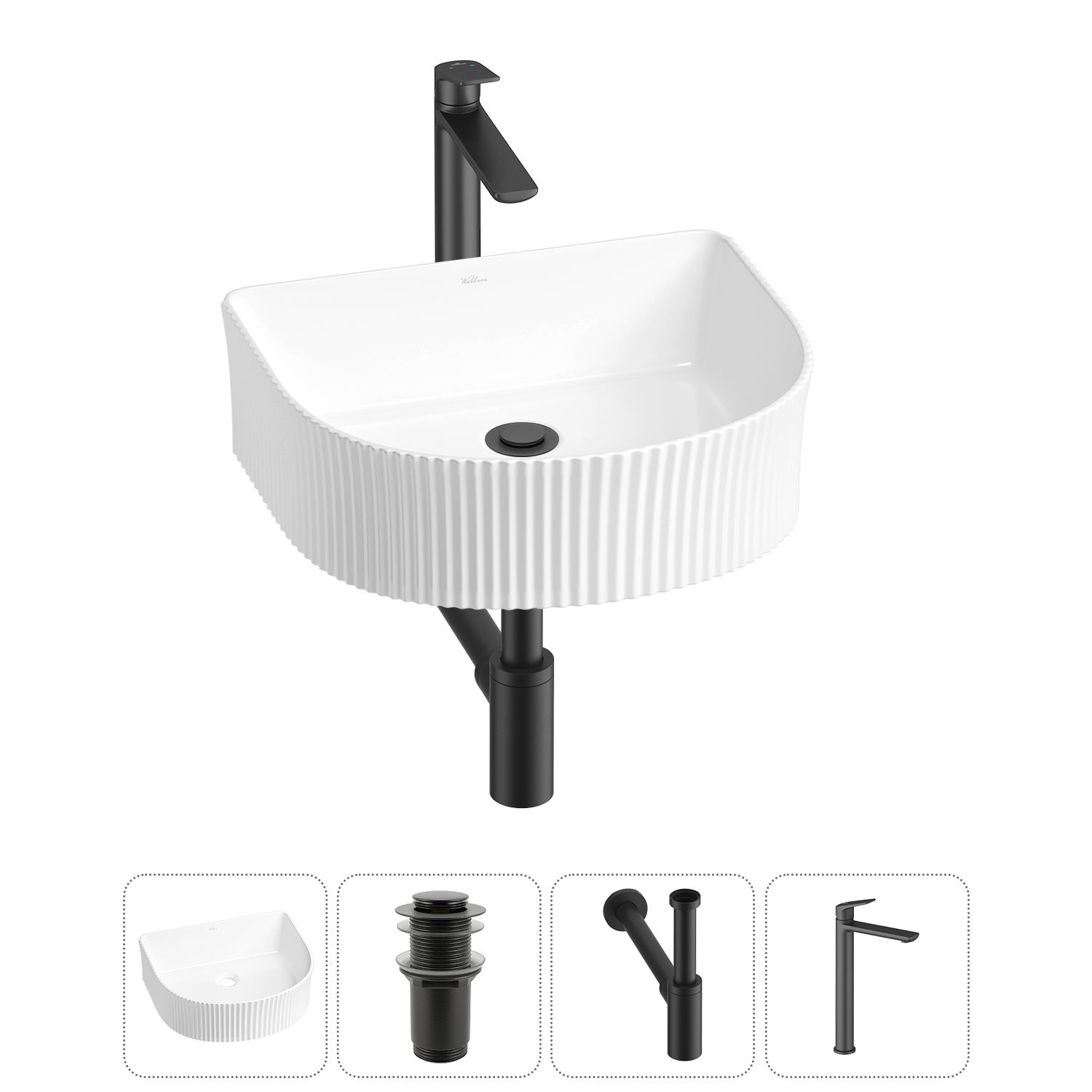 Изображение товара Раковина Wellsee festive fox 20213395R 40см цвет раковина 4 в 1: д/к, сифон, смеситель