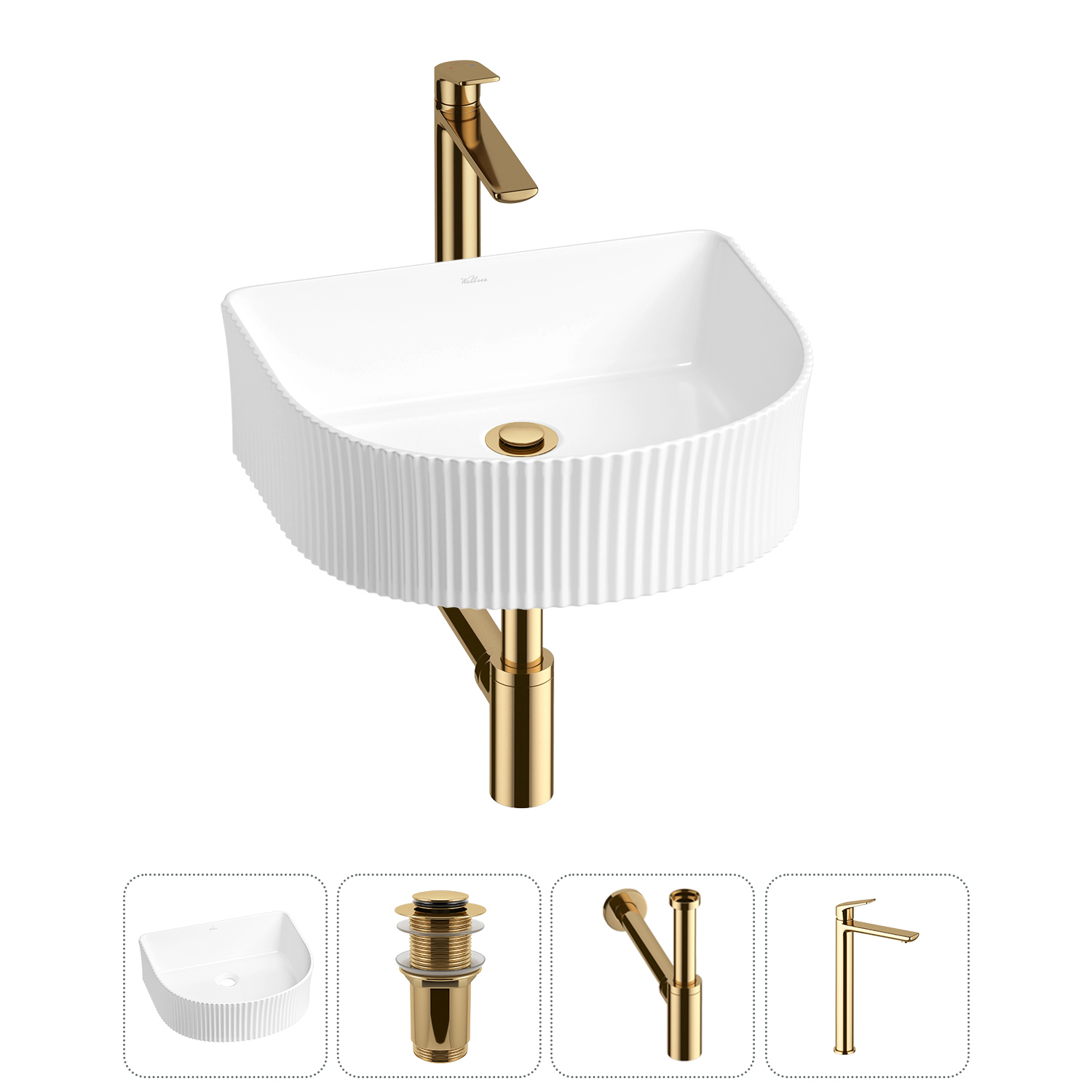 Изображение товара Раковина Wellsee festiive fox 20213396R 40см 4 в 1 с сифоном и смесителем