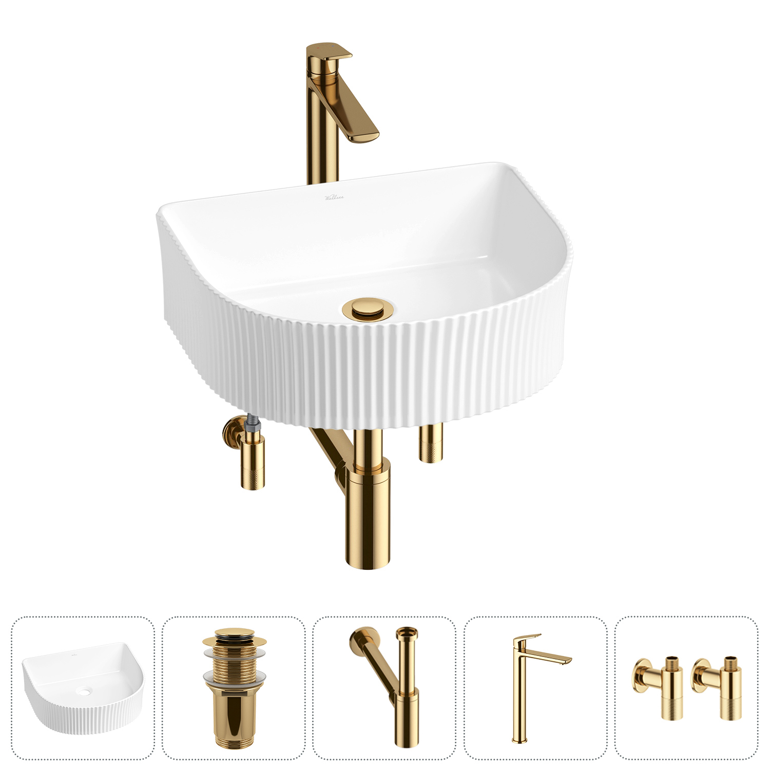 Изображение товара Раковина Wellsee Festive Fox 20213400R 40см глянцевая с комплектом