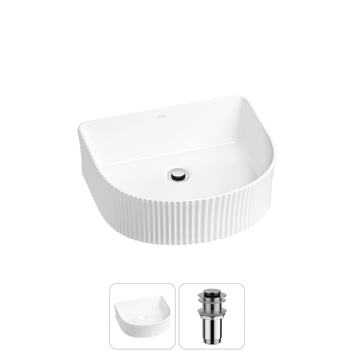 Изображение товара Раковина Wellsee festive fox 20213402R 45см 2 в 1 белая глянцеваяPol