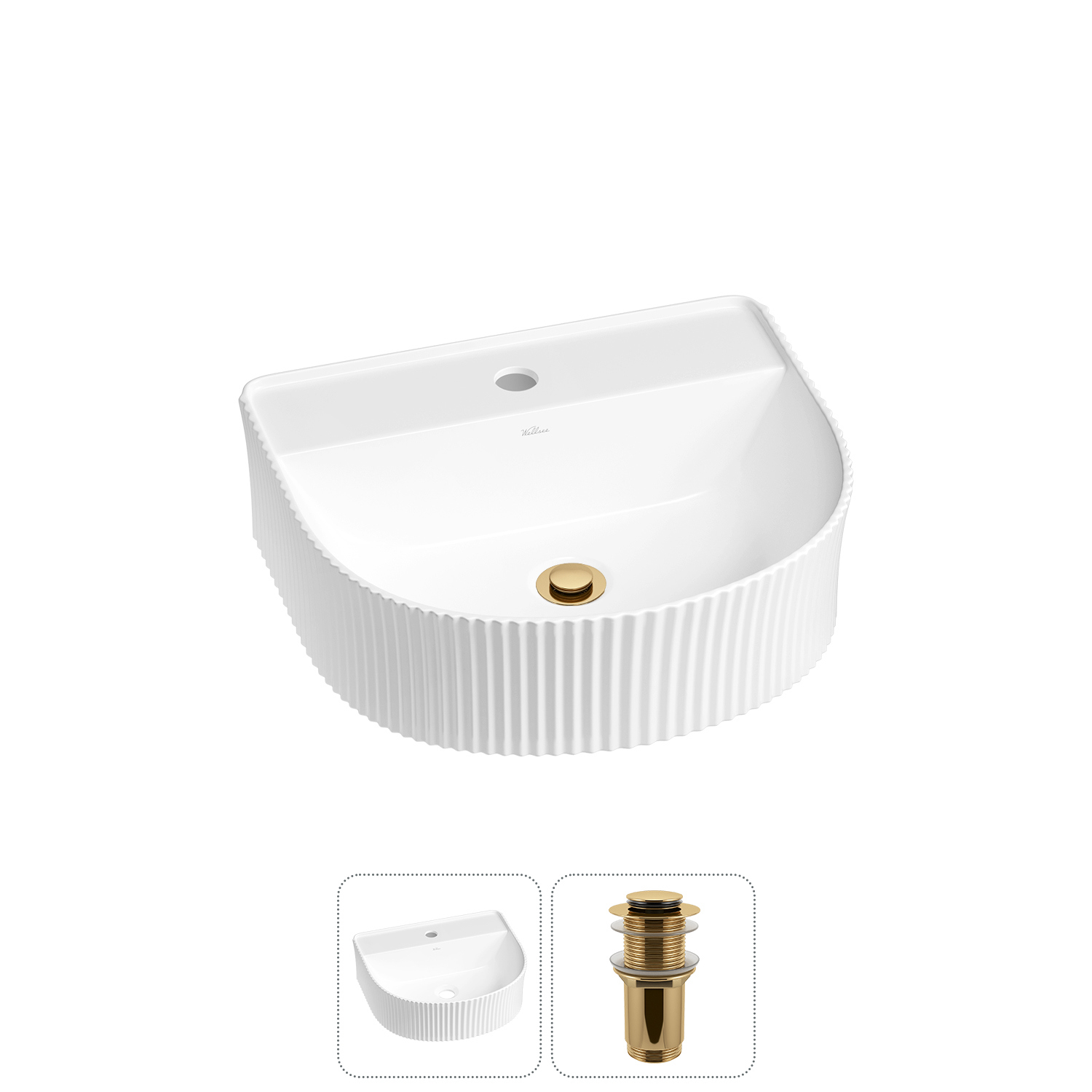 Изображение товара Раковина Wellsee festive fox 40 см из керамики с донным клапаном и монтажным комплектом