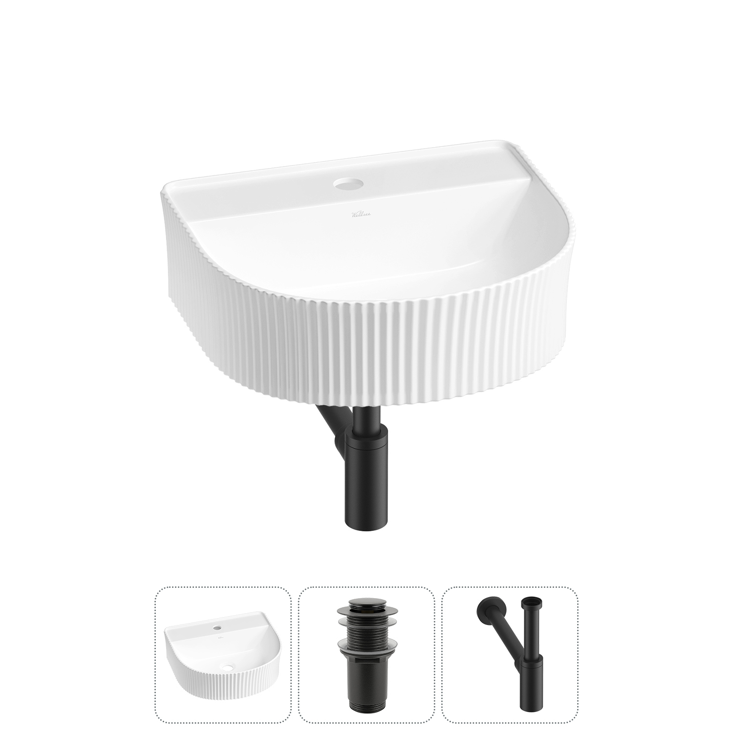 Изображение товара Раковина Wellsee festive fox 20213423R 40см 3 в 1 белая с сифон и клапаном