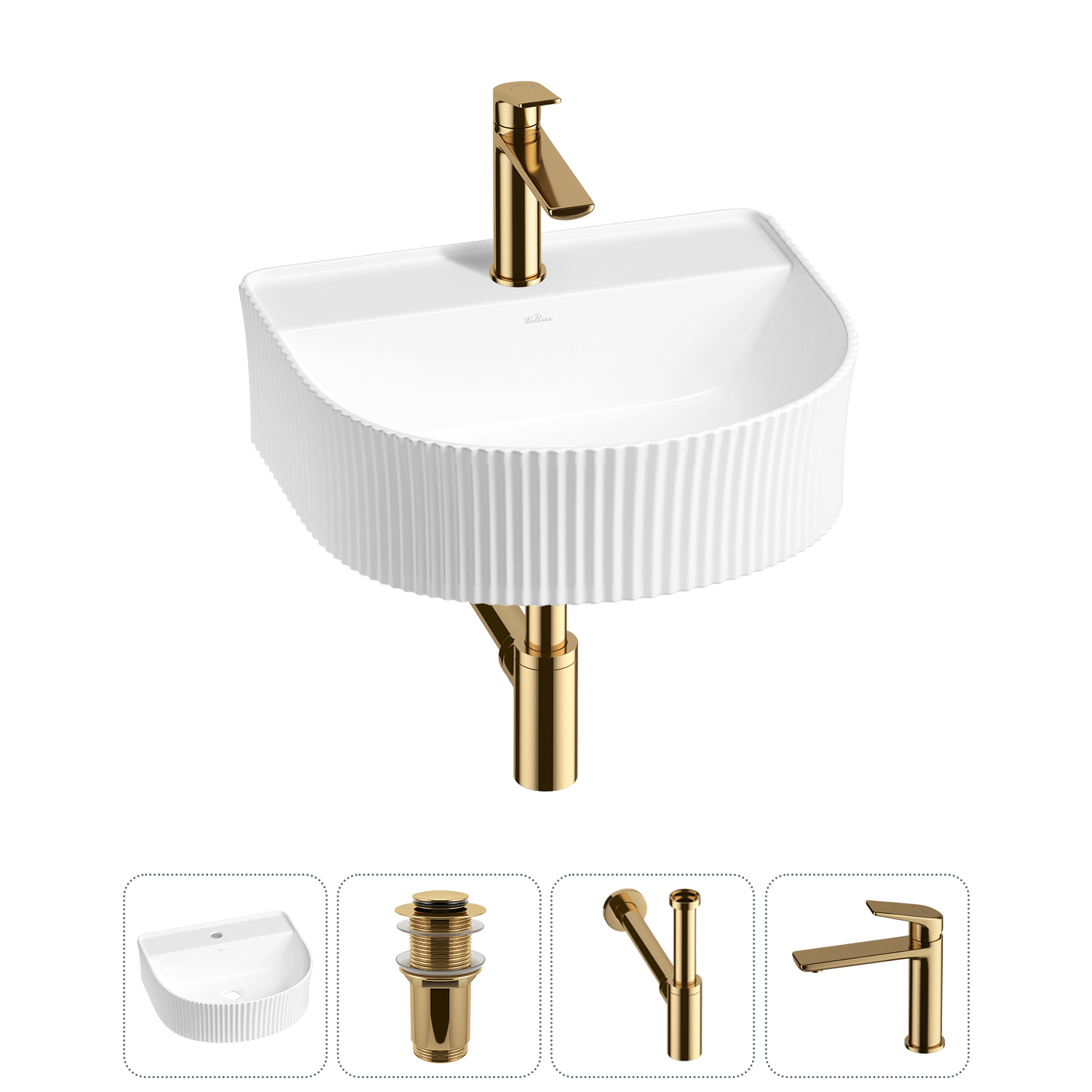 Изображение товара Раковина Wellsee Festive Fox 20213428R 40 см с комплектом аксессуаров