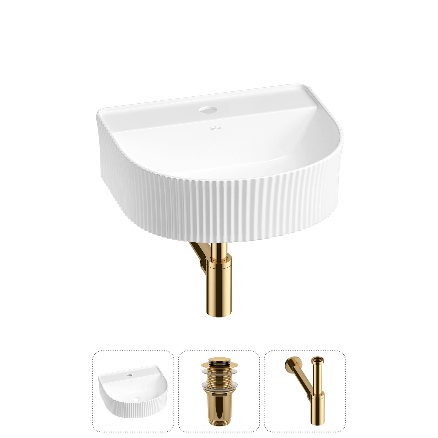 Изображение товара Раковина Wellsee festive fox 45 см 3 в 1 с сифоном и донным клапаном польша