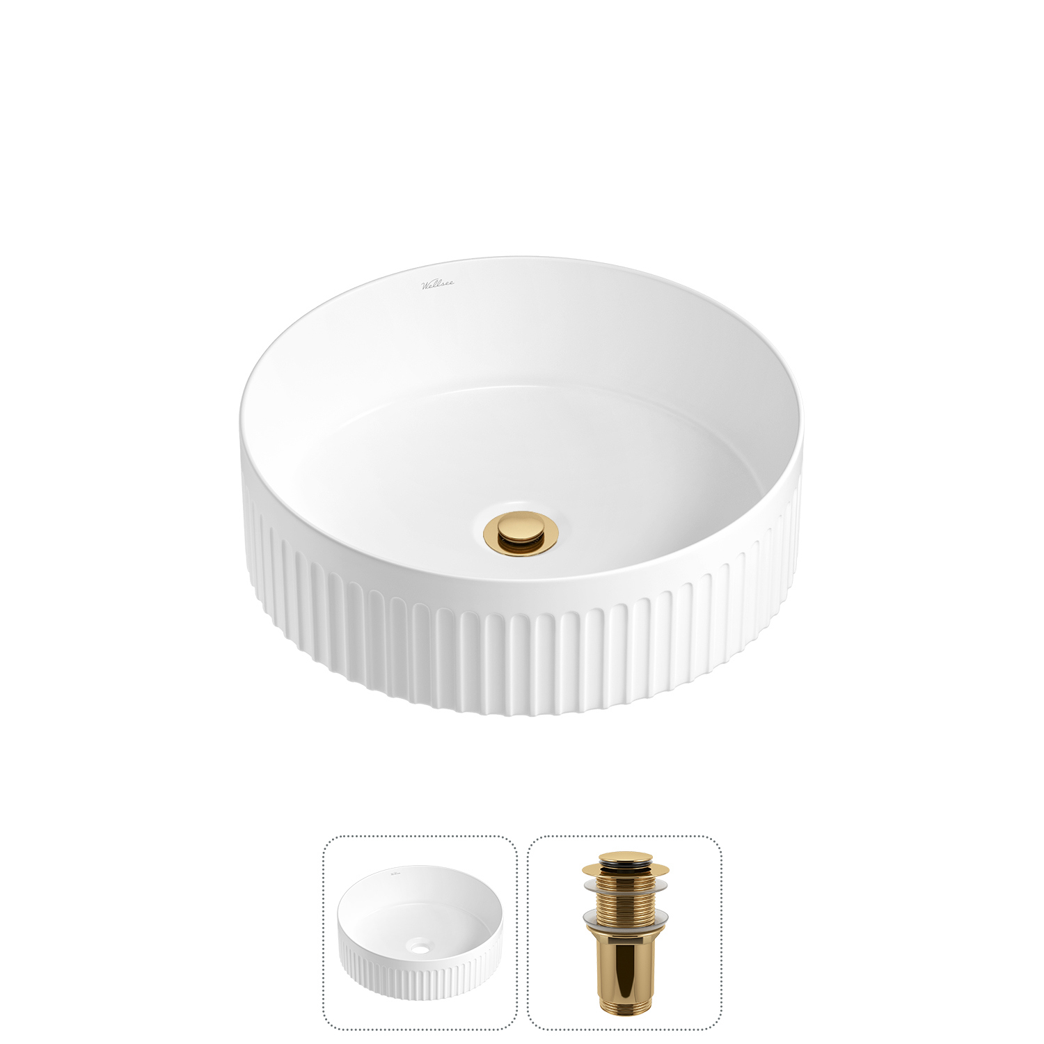 Изображение товара Раковина Wellsee Festive Fox 2.0 36 см керамическая с донным клапаном