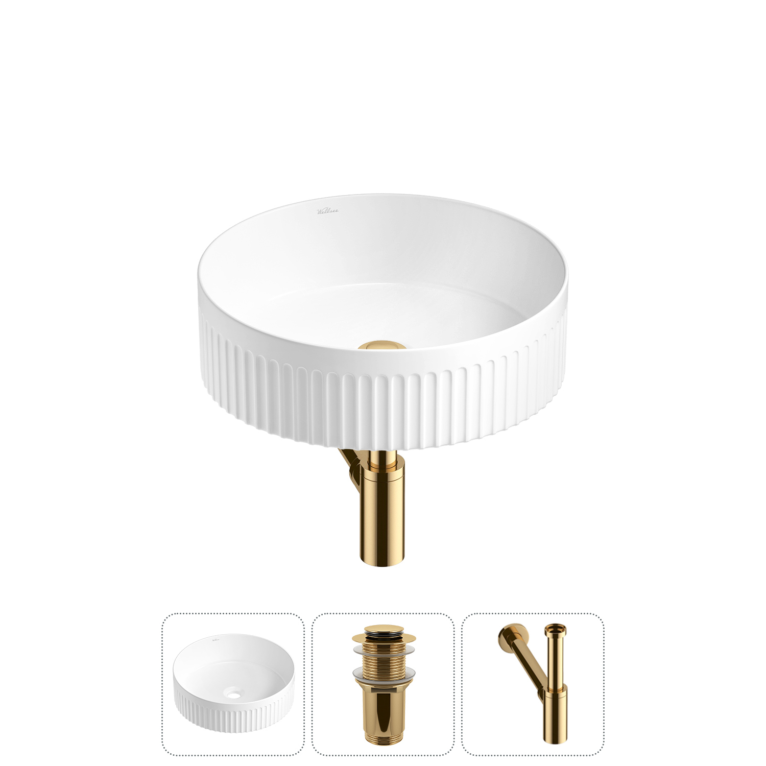 Изображение товара Раковина Wellsee festive fox 2.0 36 см с сифоном и клапаном в комплекте