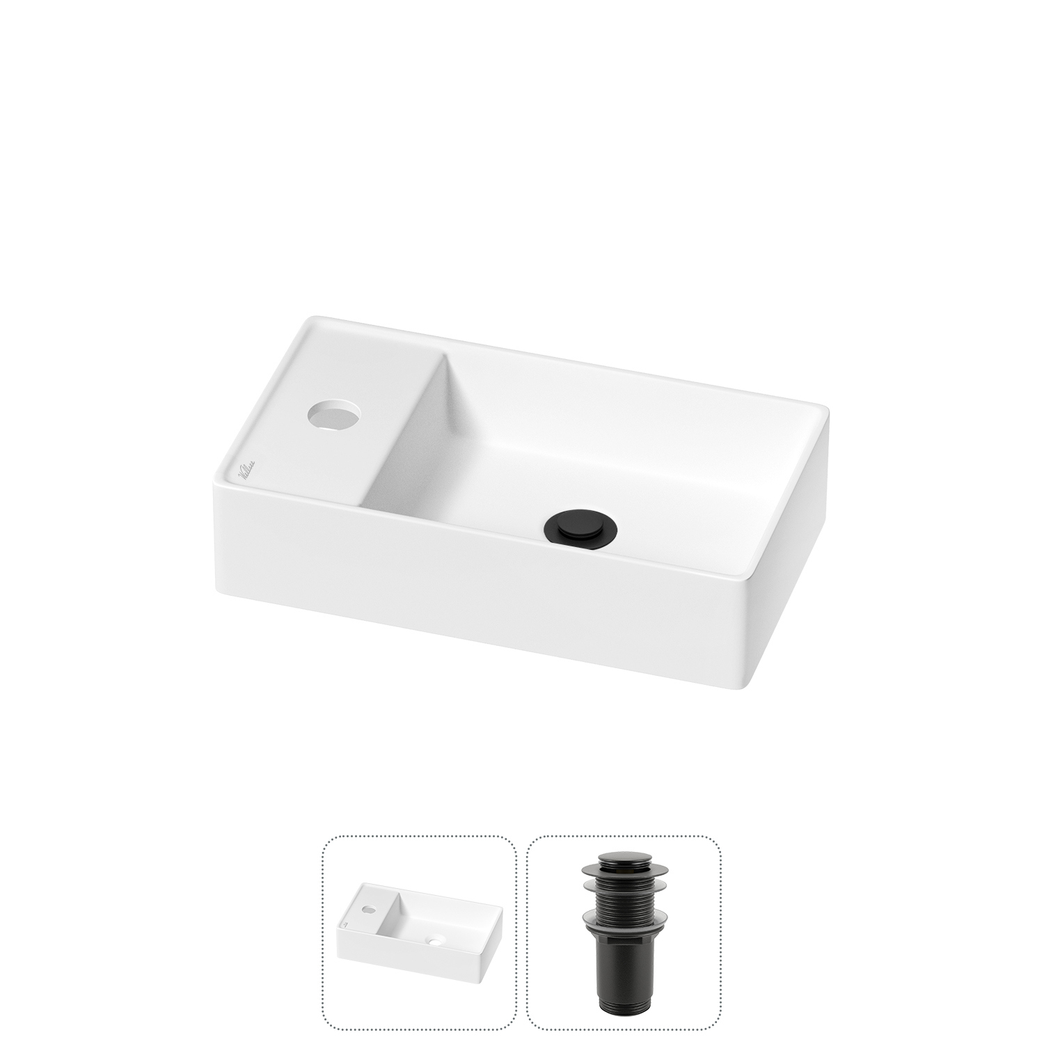 Изображение товара Раковина мини Wellsee WC Area 41 см с донным клапаном