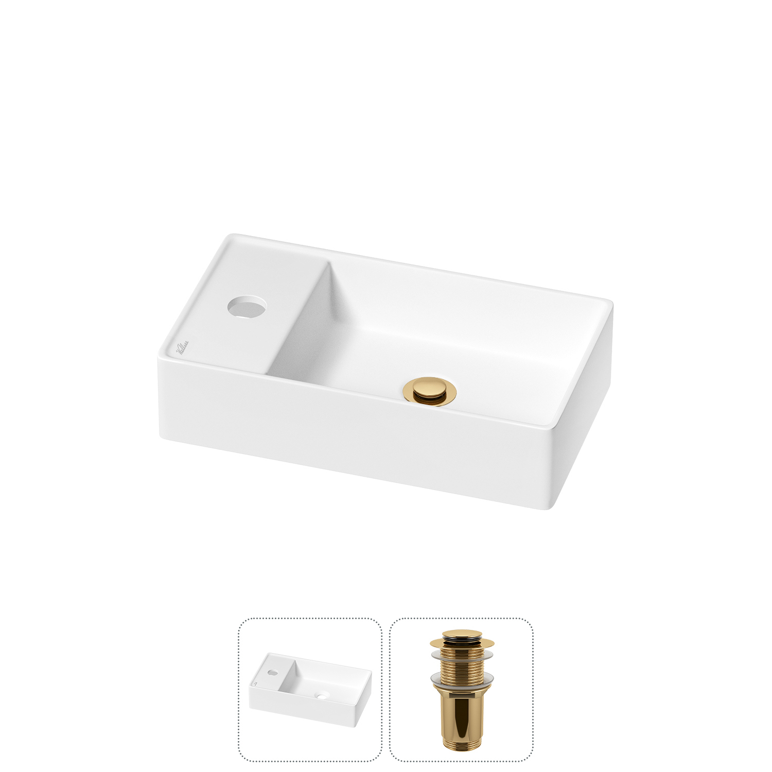 Изображение товара Раковина mini Wellsee WC Area 41 см с донным клапаном