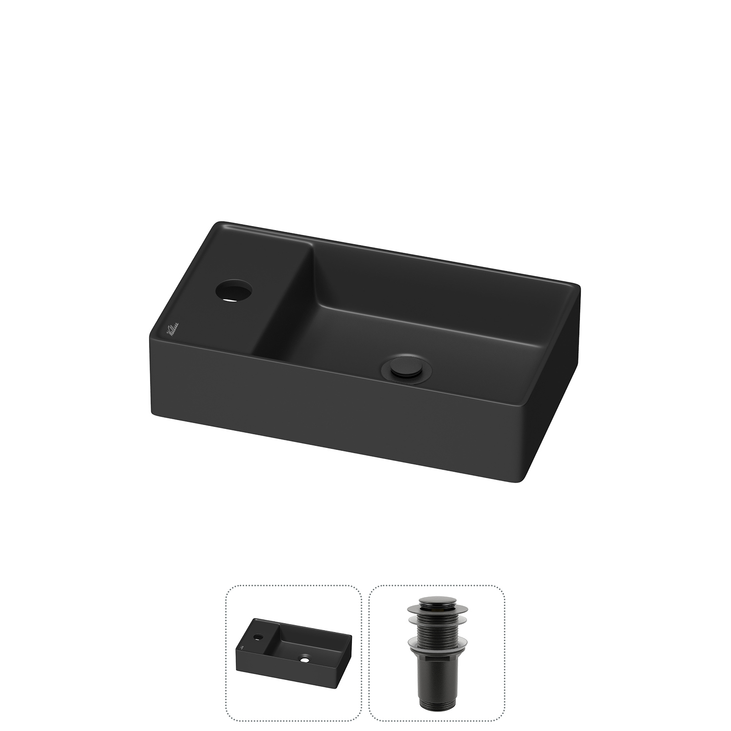 Изображение товара Раковина мини Wellsee WC Area 41см с донный клапаном 20213827R