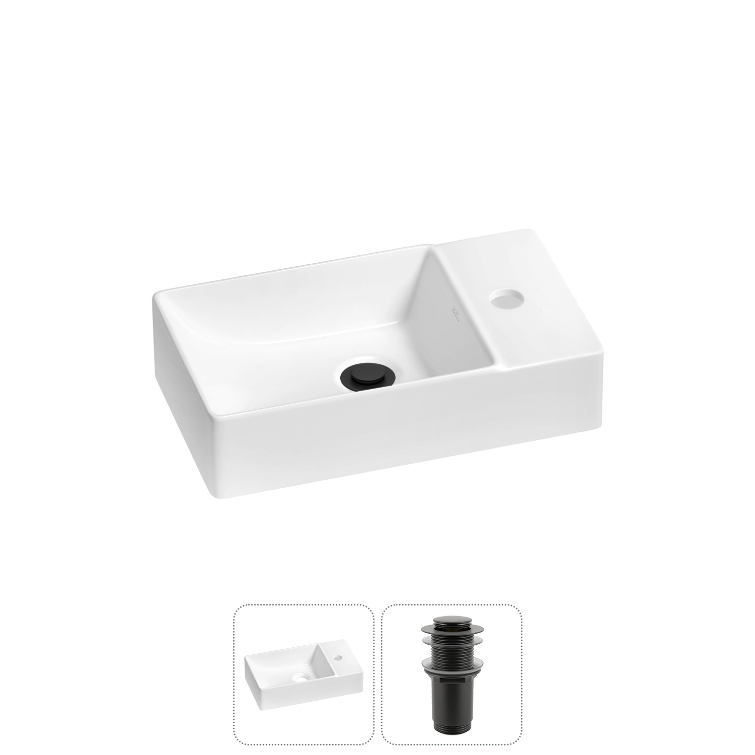 Изображение товара Раковина мини Wellsee WC Area 40см с донный клапаном 20215574R