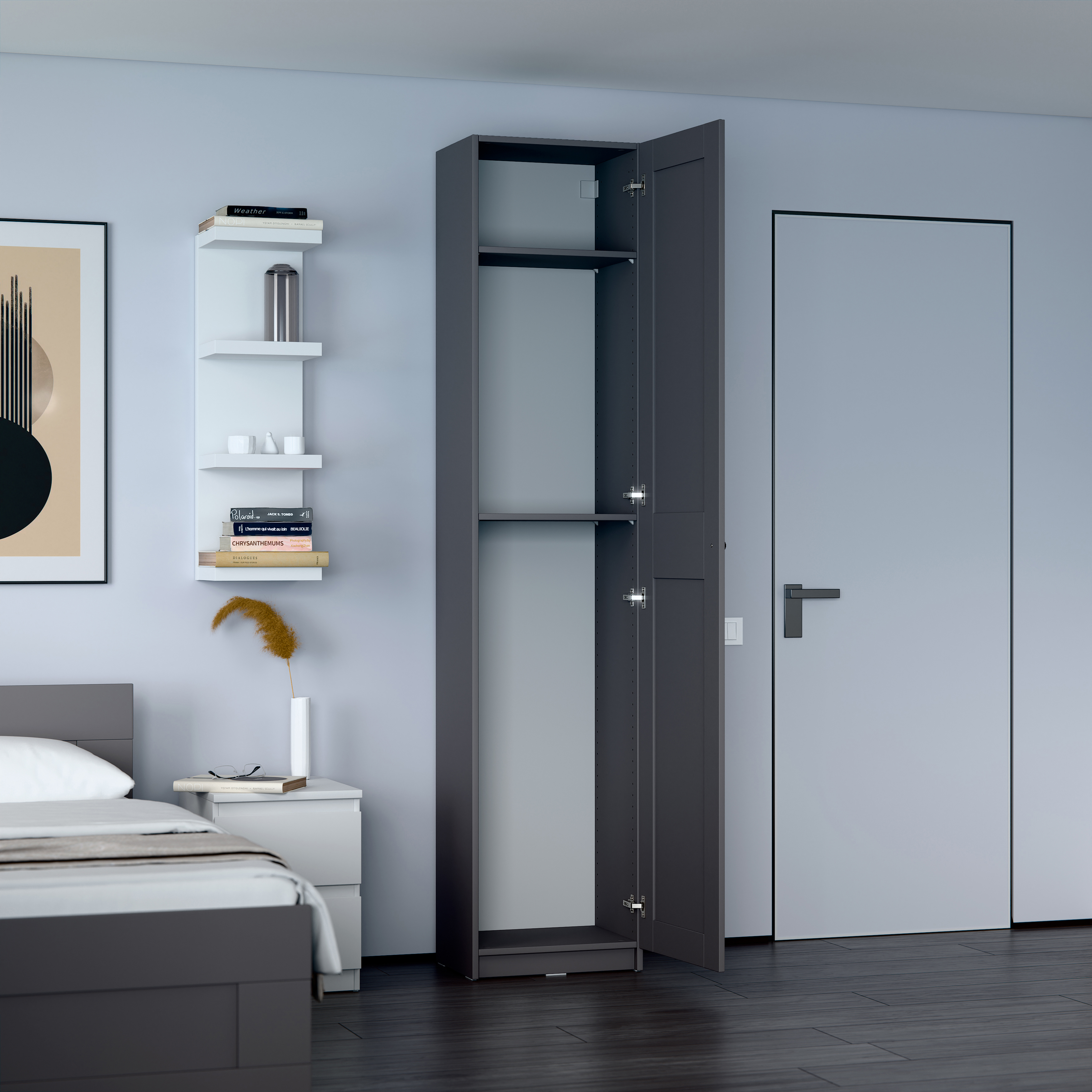 Изображение товара Шкаф распашной Гуд Лакк Макс 1 50x232.8x38.3 см серый ДСП для хранеия