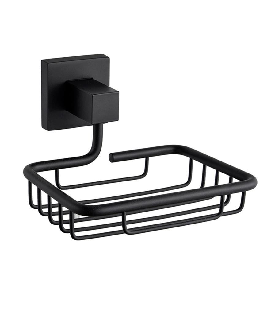 Изображение товара Мыльница-сетка навесная Квадро из металла черная, стильный и практичный аксессуар