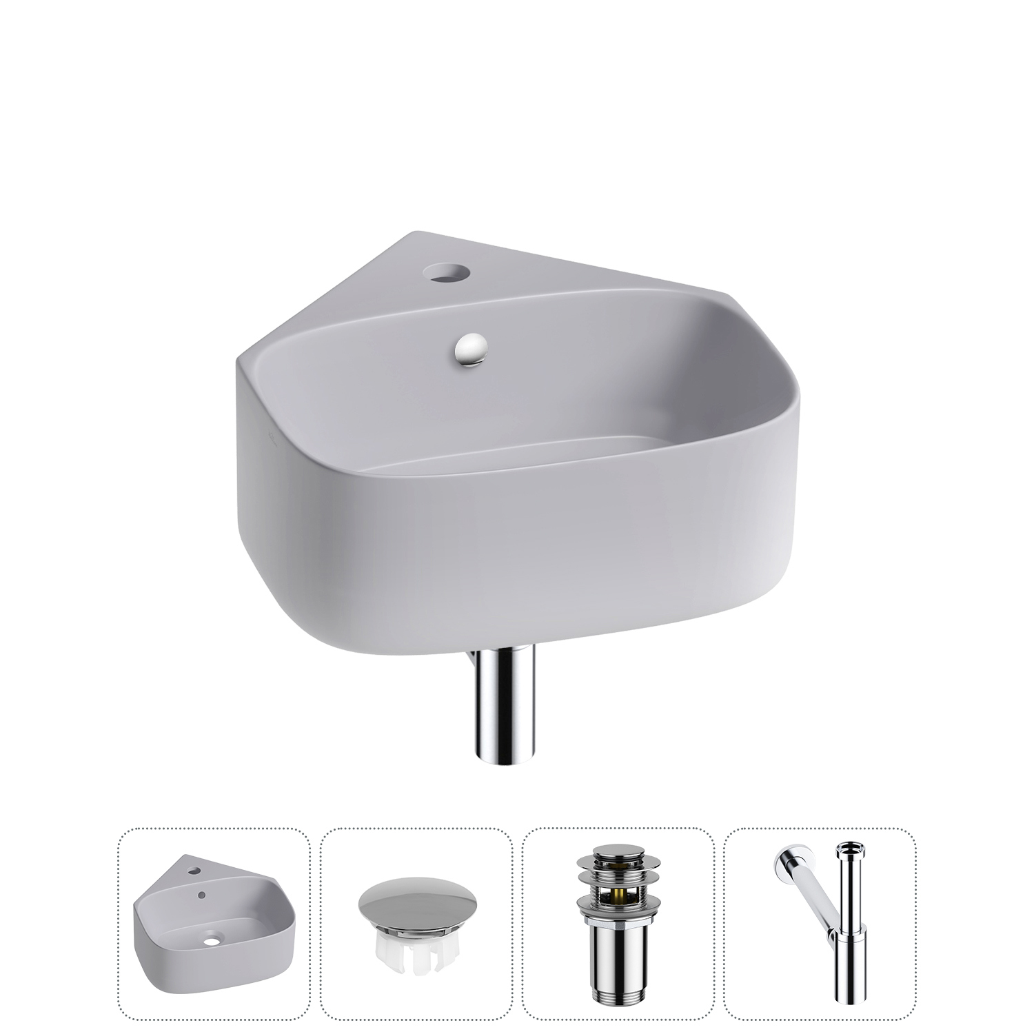 Изображение товара Раковина мини подвесная Wellsee WC Area 39 см комплект 4 в 1