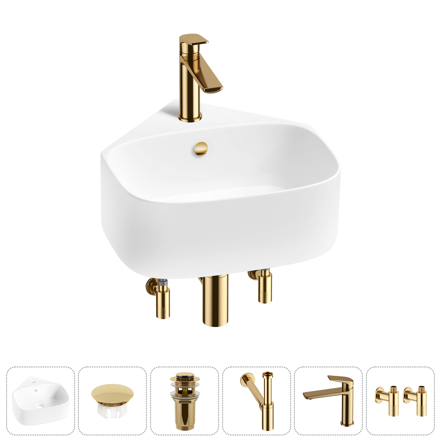 Изображение товара Раковина мини подвесная Wellsee WC Area 39см комплект 6 в 1 20217192R