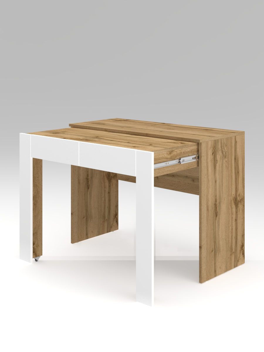 Изображение товара Стол письменный трансформер Wood&stone Энигма 105x76x44 см белый/коричневый