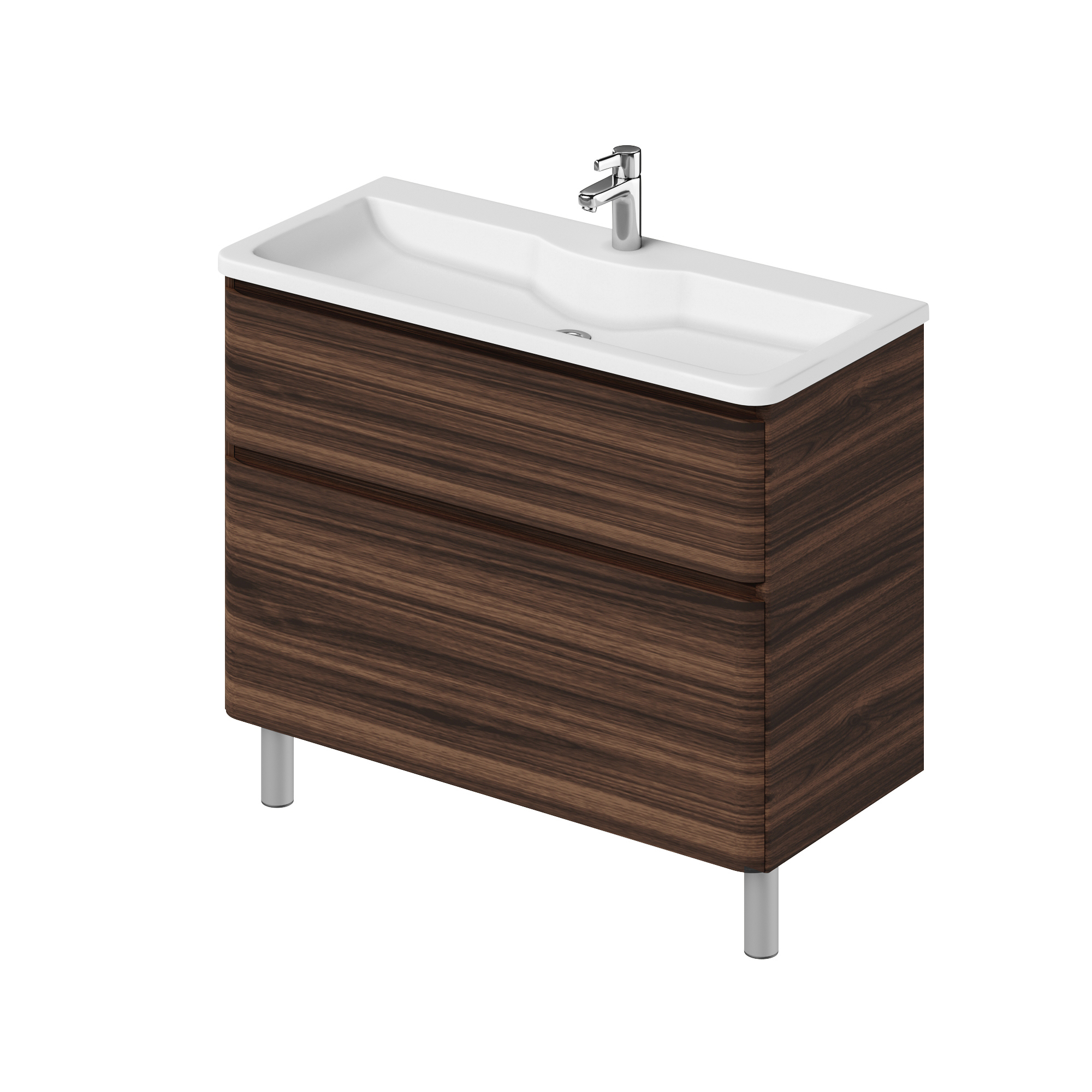 Изображение товара Тумба с раковиной в ванную Итана Roberto 100 100.2x45.7x85.5 напольная Орех Пекан шоколад