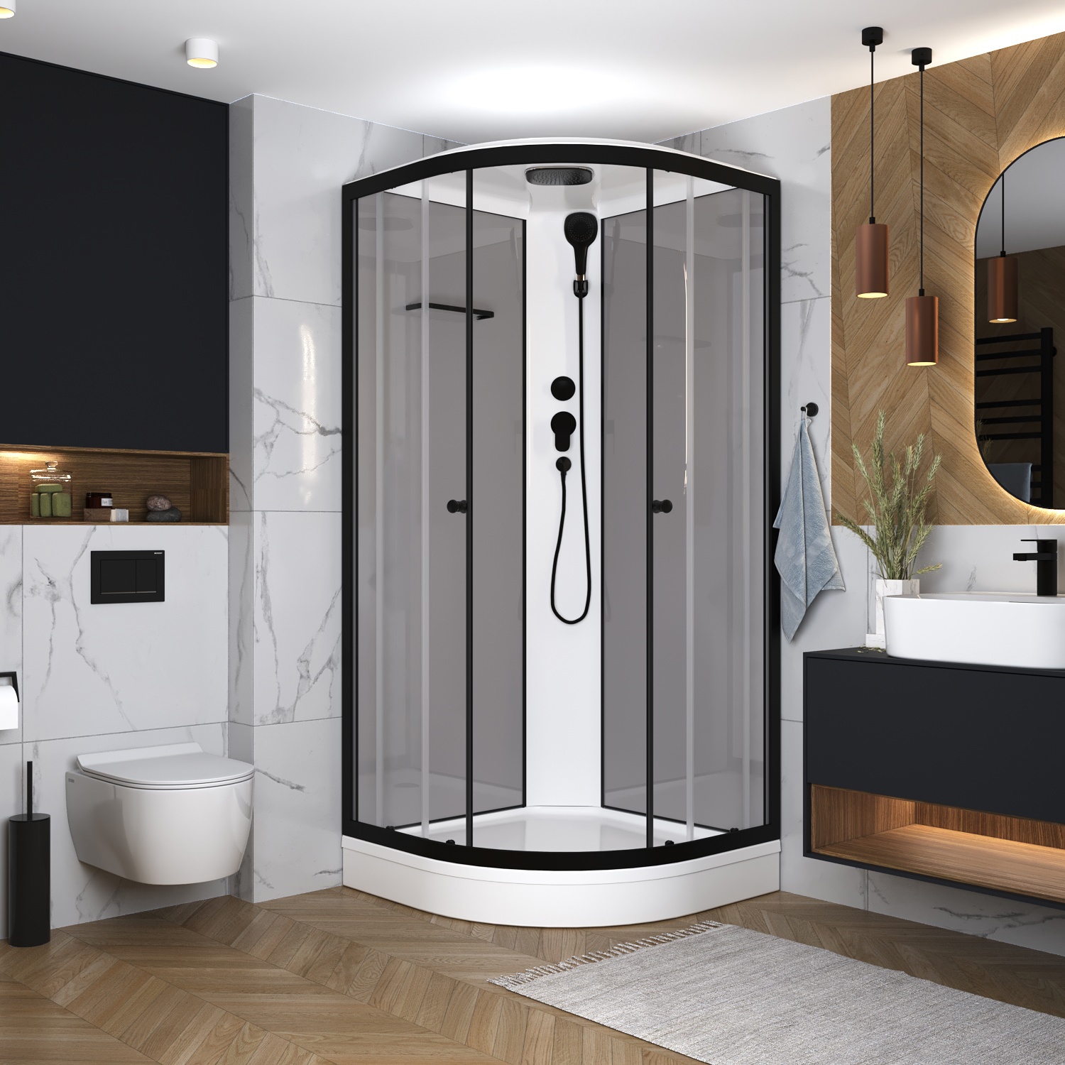 Изображение товара Душевая кабина Domani-Spa Delight Slim 80x80 см с прозрачным стеклом и низким поддоном