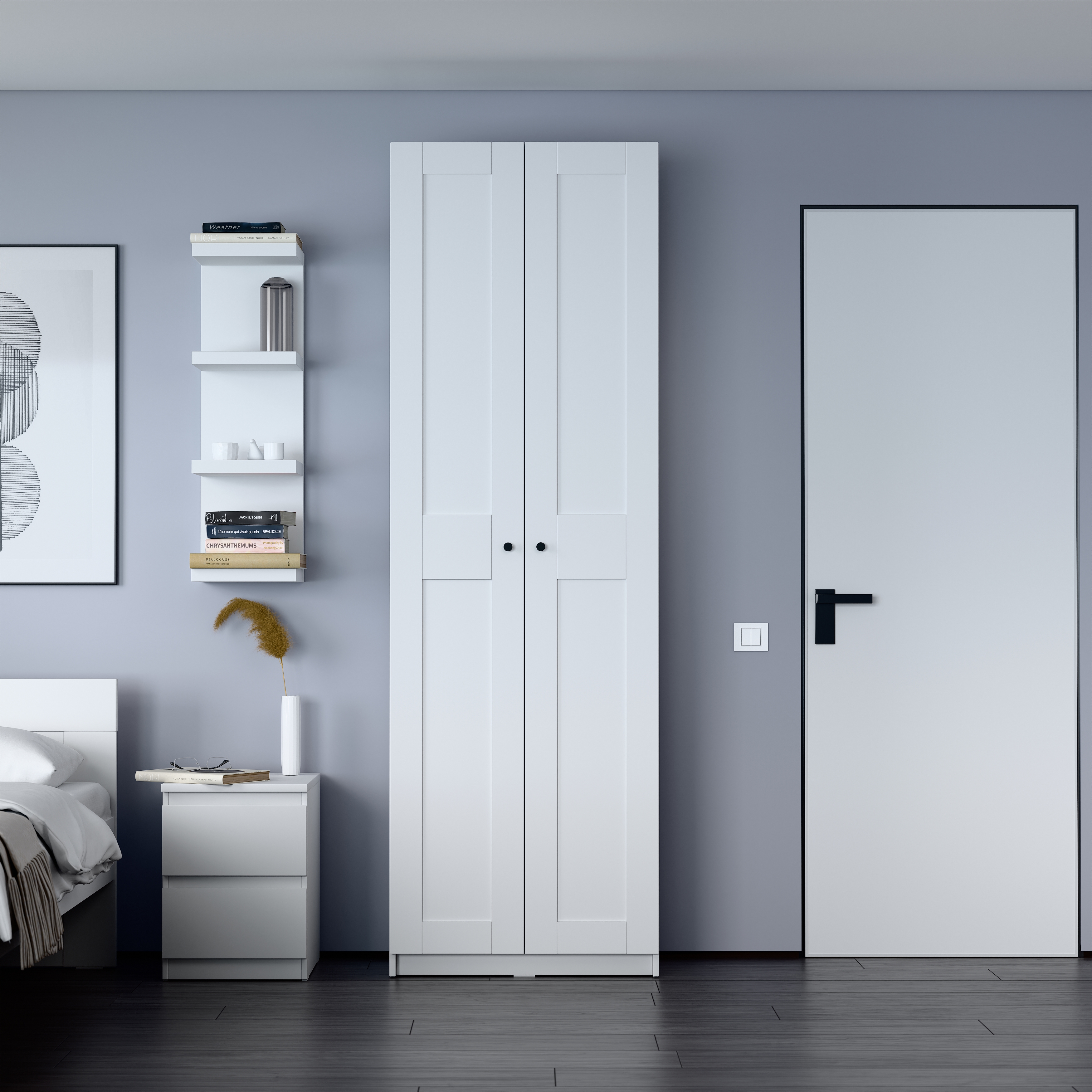 Изображение товара Шкаф для одежды Гуд Лакк Макс 2 двери 75x233 см из ДСП белый стиль минимализм