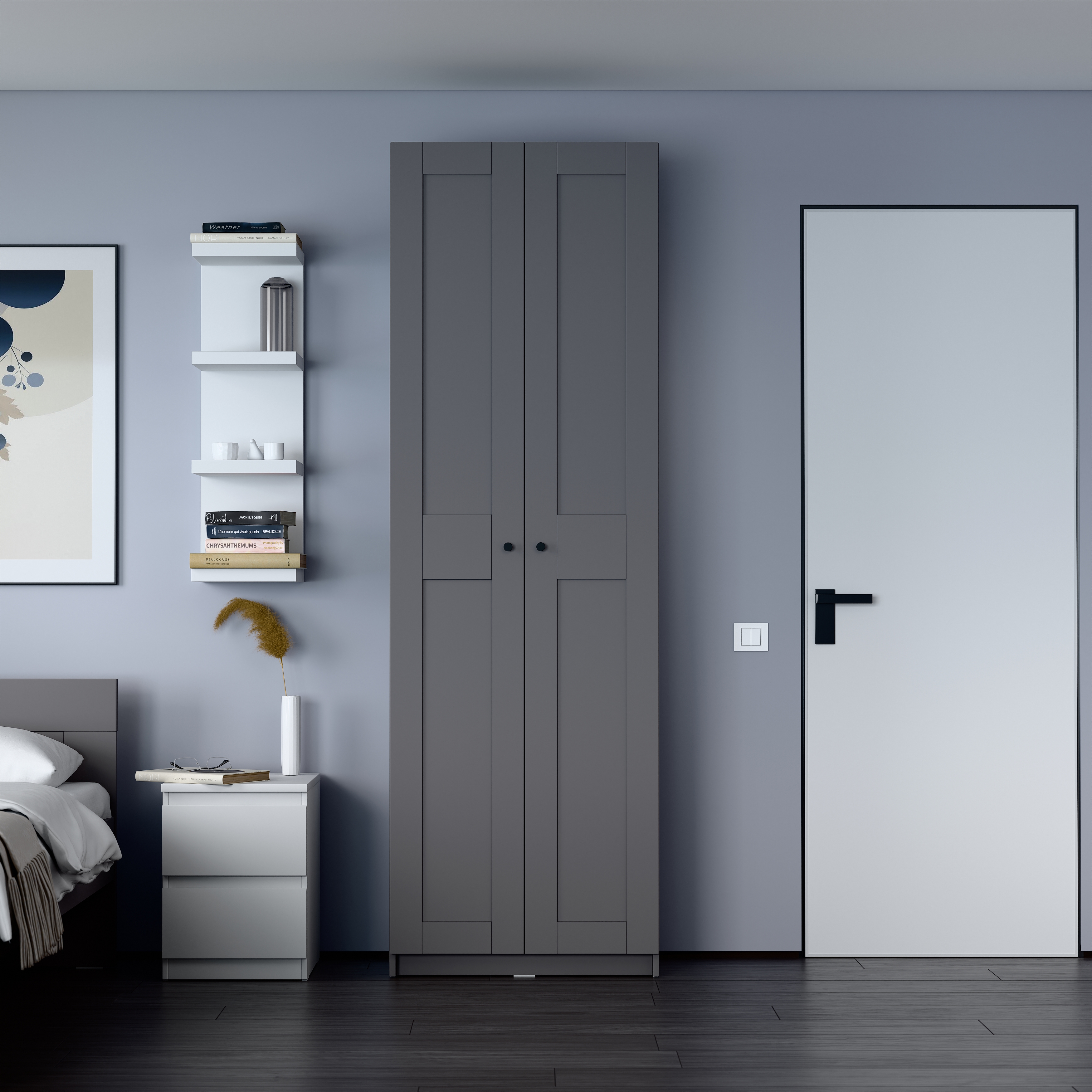 Изображение товара Шкаф распашной Гуд Лакк Макс 2 с 2 дверями 75х232.8 см серый