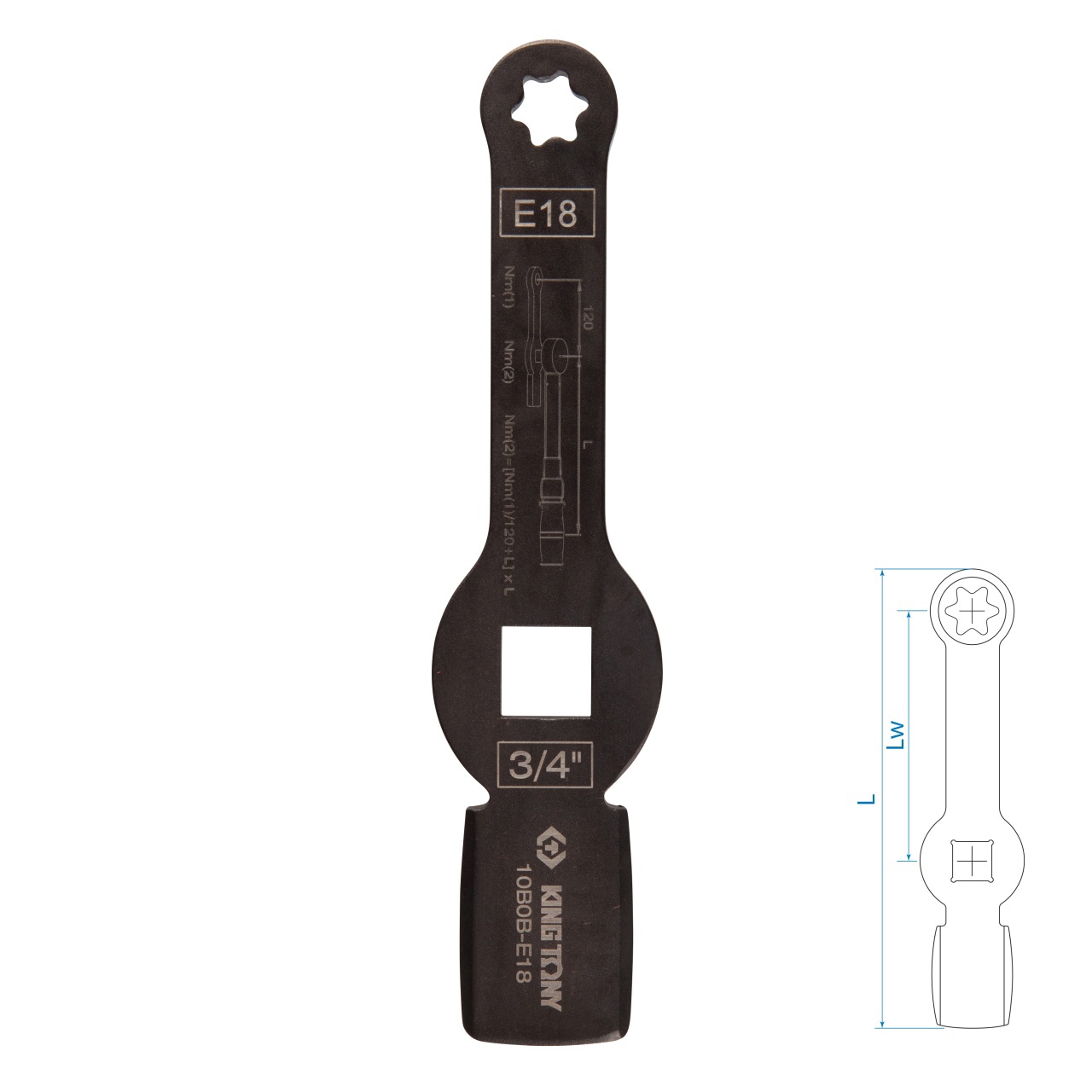 Изображение товара Ключ для тормозных суппортов грузовых автомобилей KING TONY 10B0B-E18 3/4 дюйма E18
