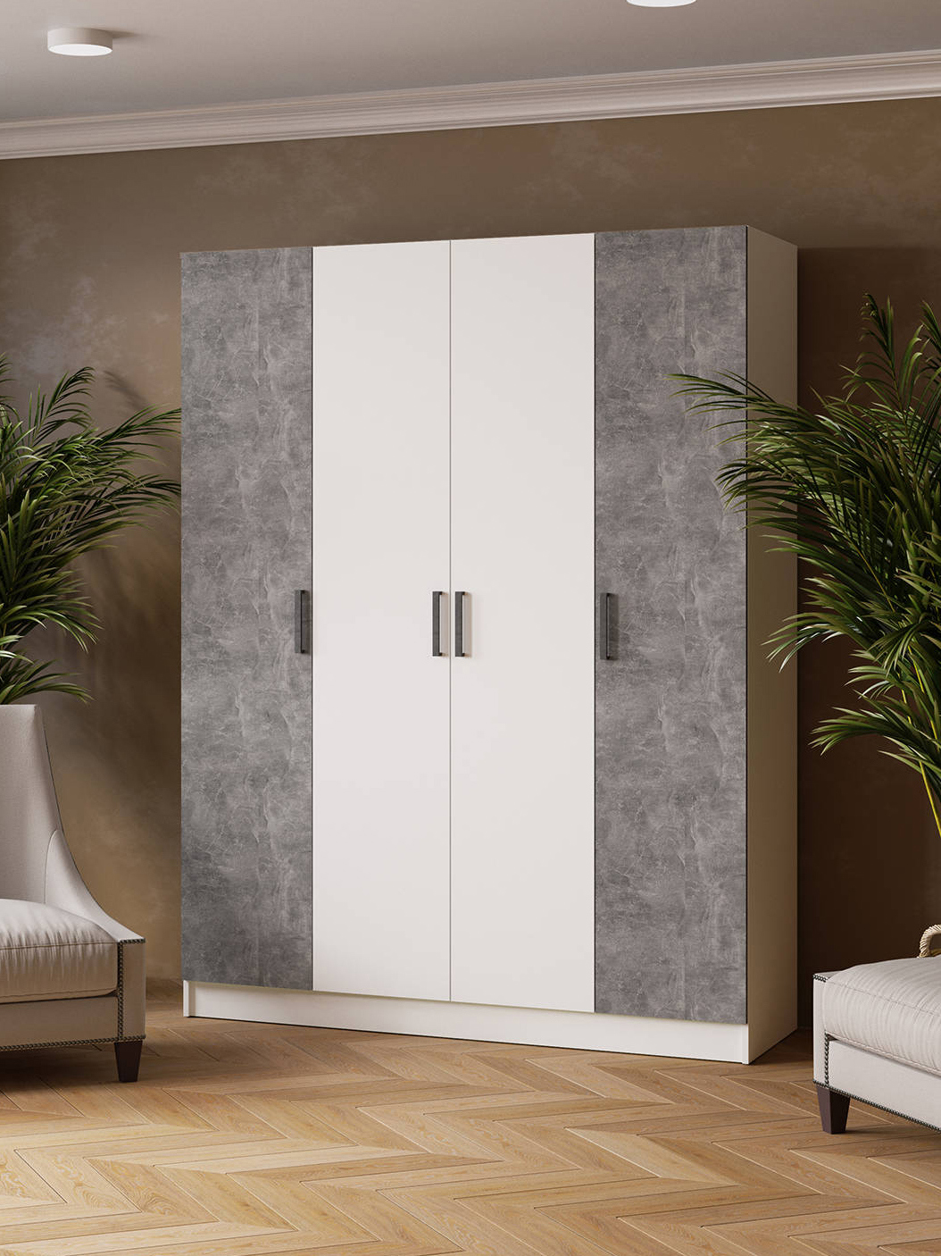 Изображение товара Шкаф распашной Микон Ларс 4 двери 160x210 см из ЛДСП белый стильный