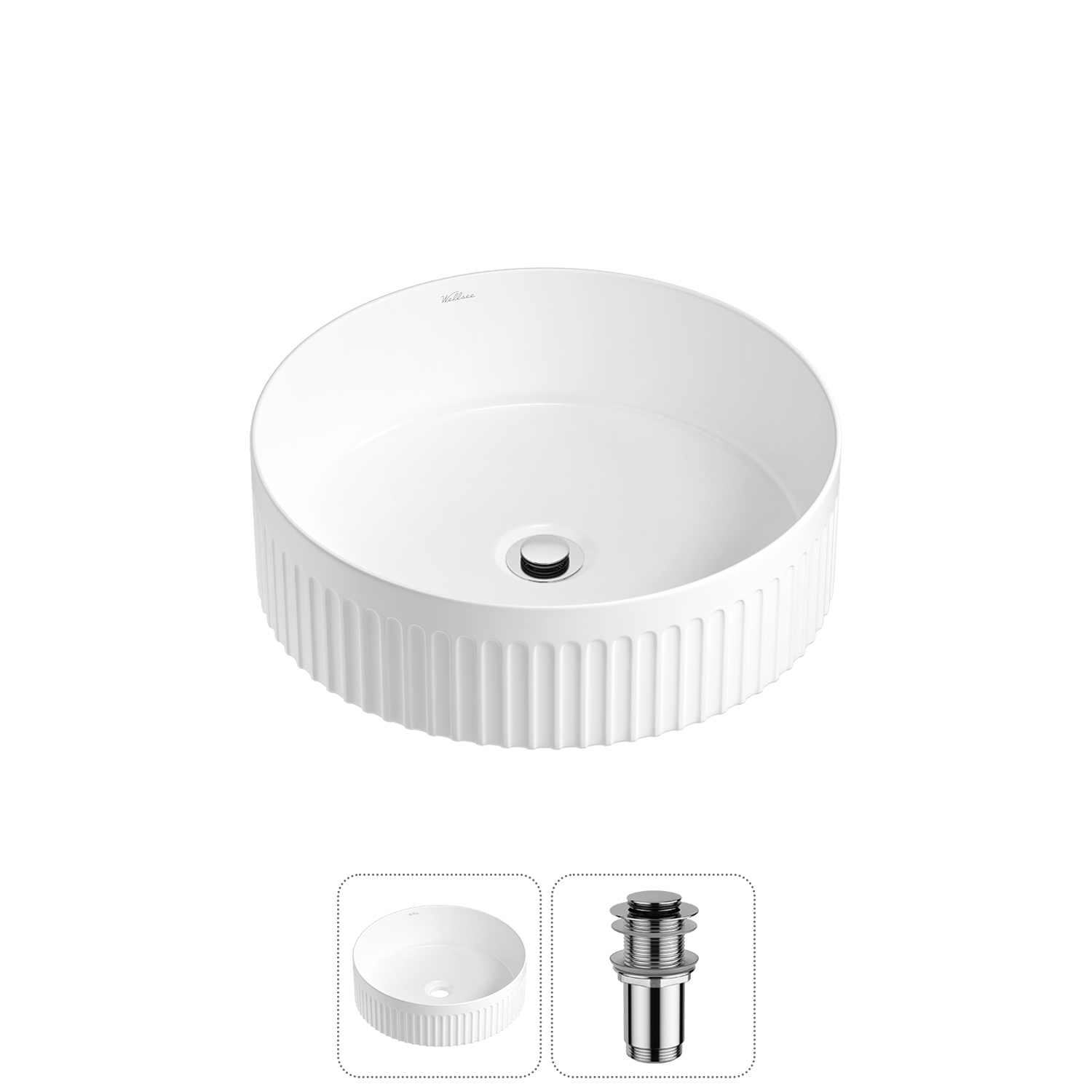 Изображение товара Раковина Wellsee Festive Fox 2.0 40х40 см белая глянцевая с донным клапаном