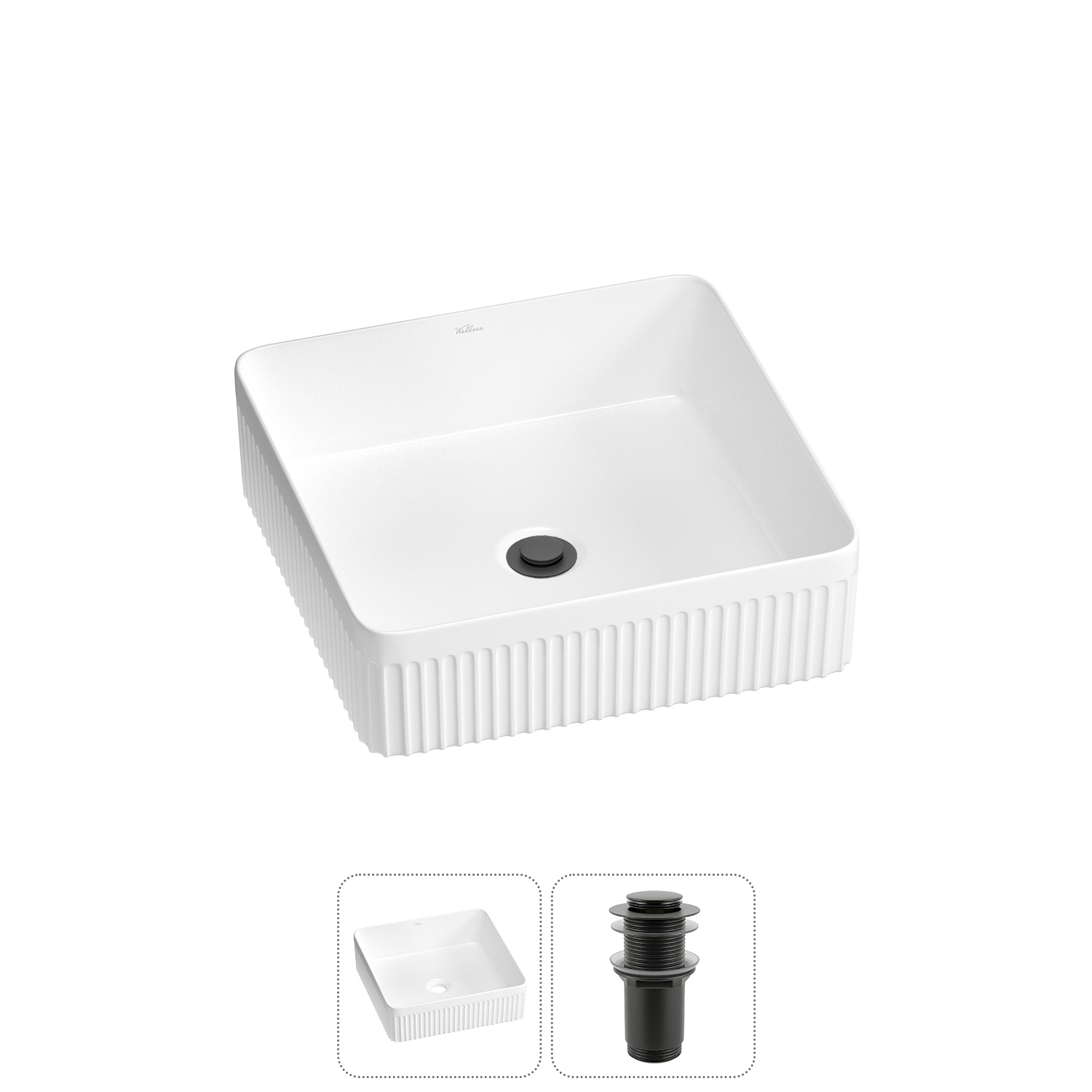 Изображение товара Раковина Wellsee festive fox 2.0 36 см белая керамическая с донным клапаном