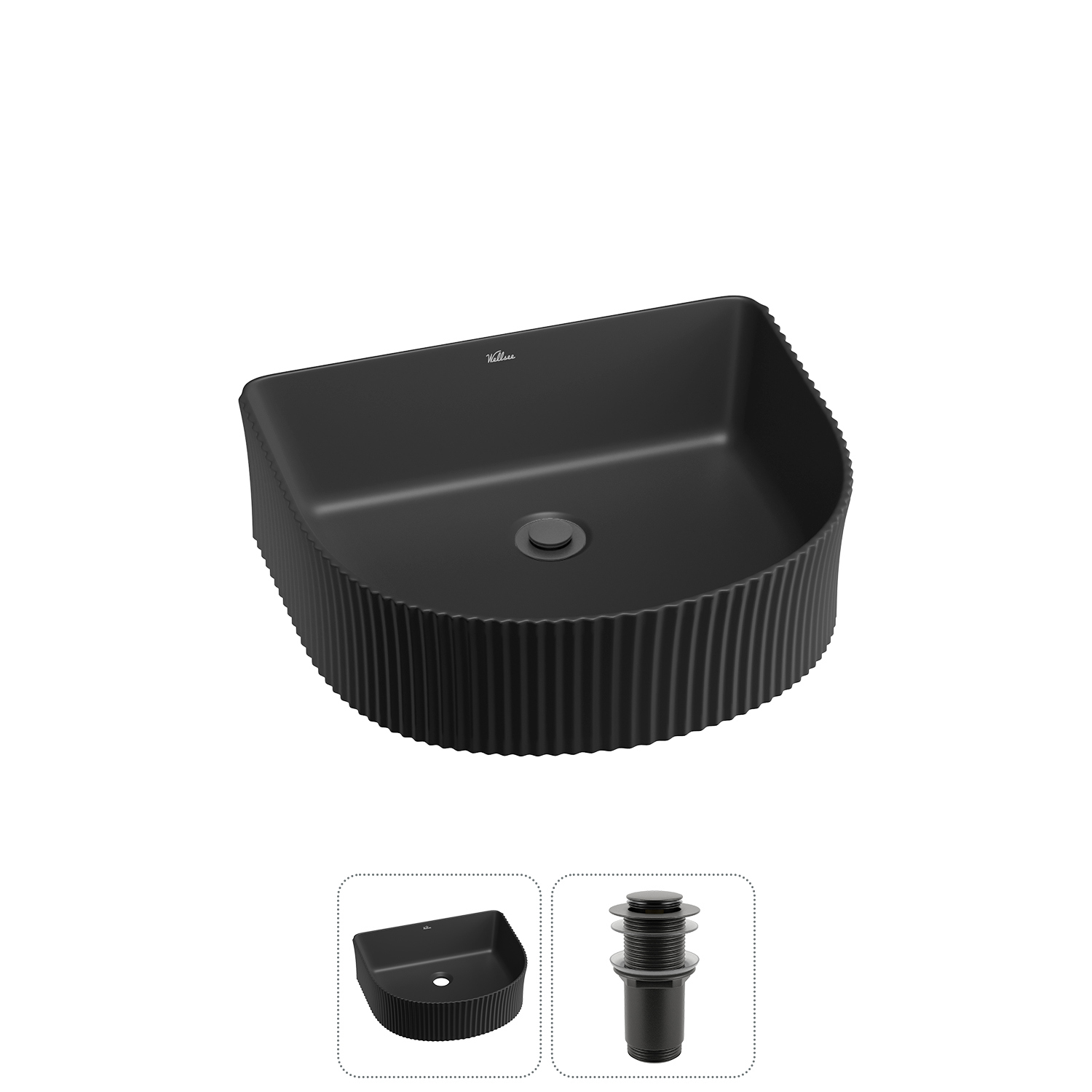 Изображение товара Раковина Wellsee festive fox 20213643R керамическая 40 см матовый черный