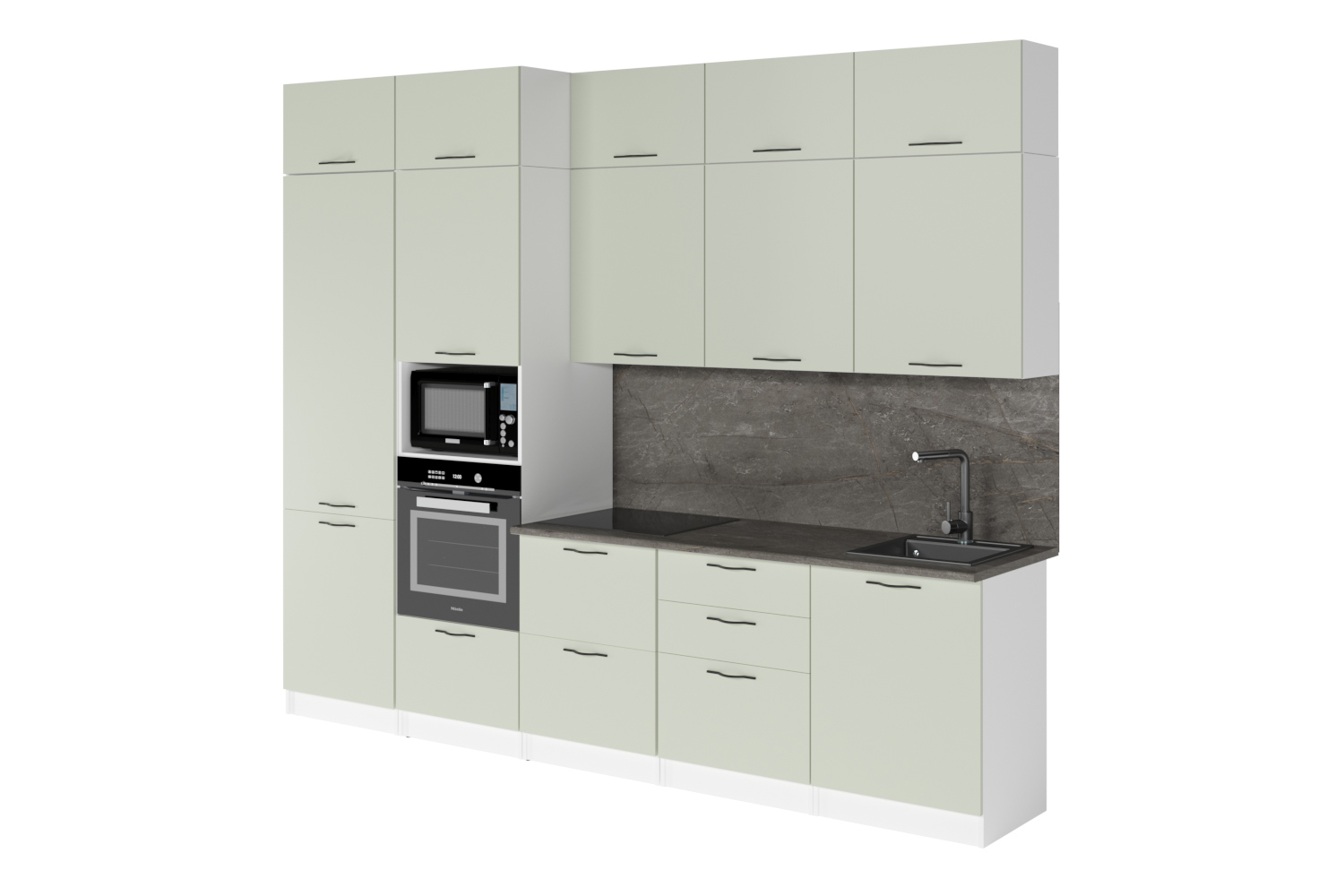 Изображение товара Кухонный гарнитур Флора Экстра 300x243 см серо-зеленый из ЛДСП Россия