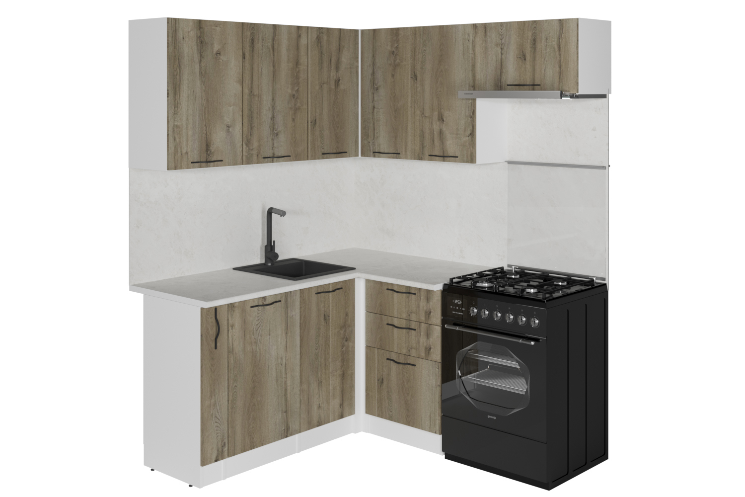 Изображение товара Кухонный гарнитур Мега прайм Альта из ЛДСП 1600х1700 декор дуб Россия