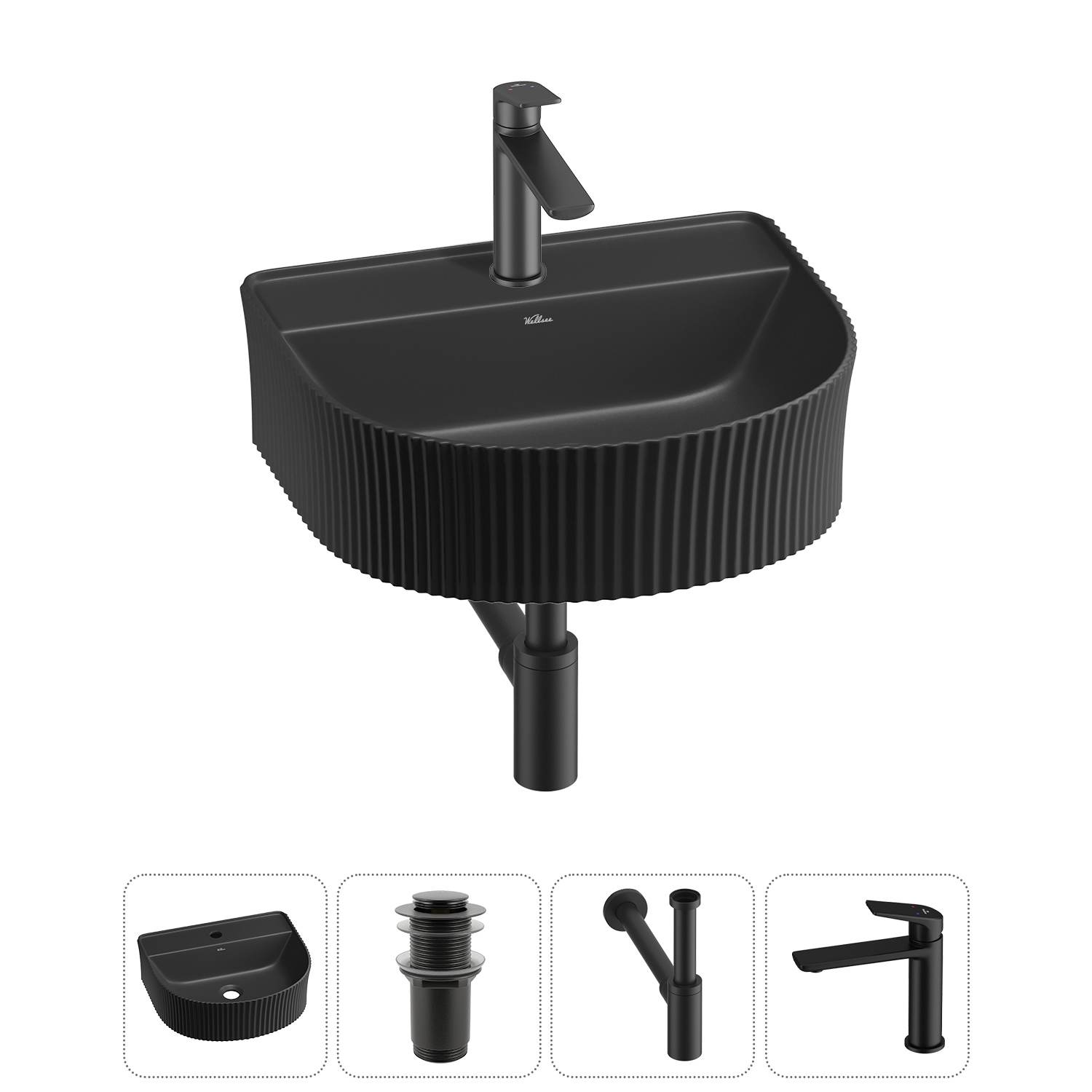 Изображение товара Раковина Wellsee Festive Fox 45см 4 в 1 с сифоном смесителем и клапаном