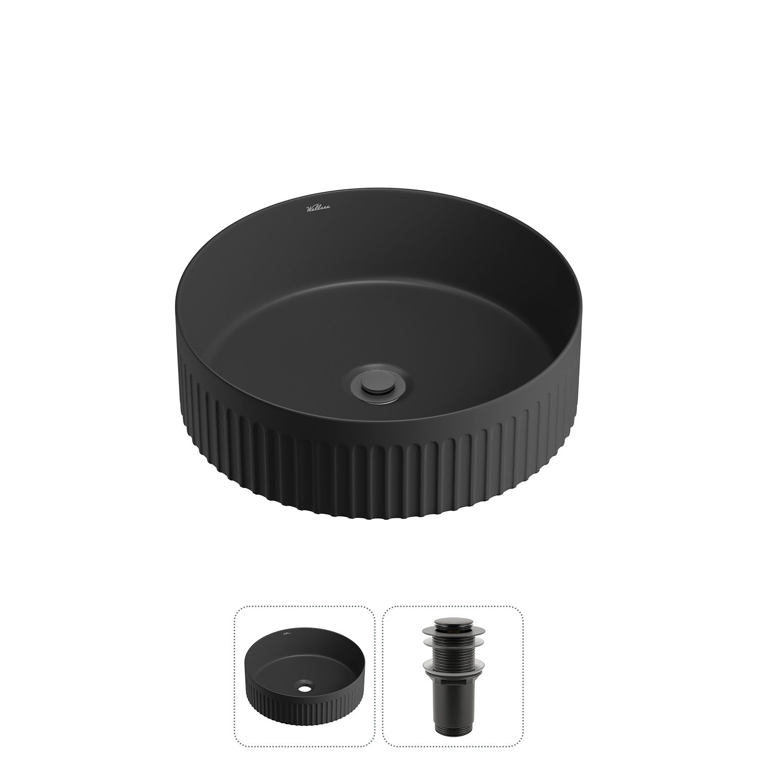 Изображение товара Раковина Wellsee Festive Fox 2.0 40 см черная керамическая накладная