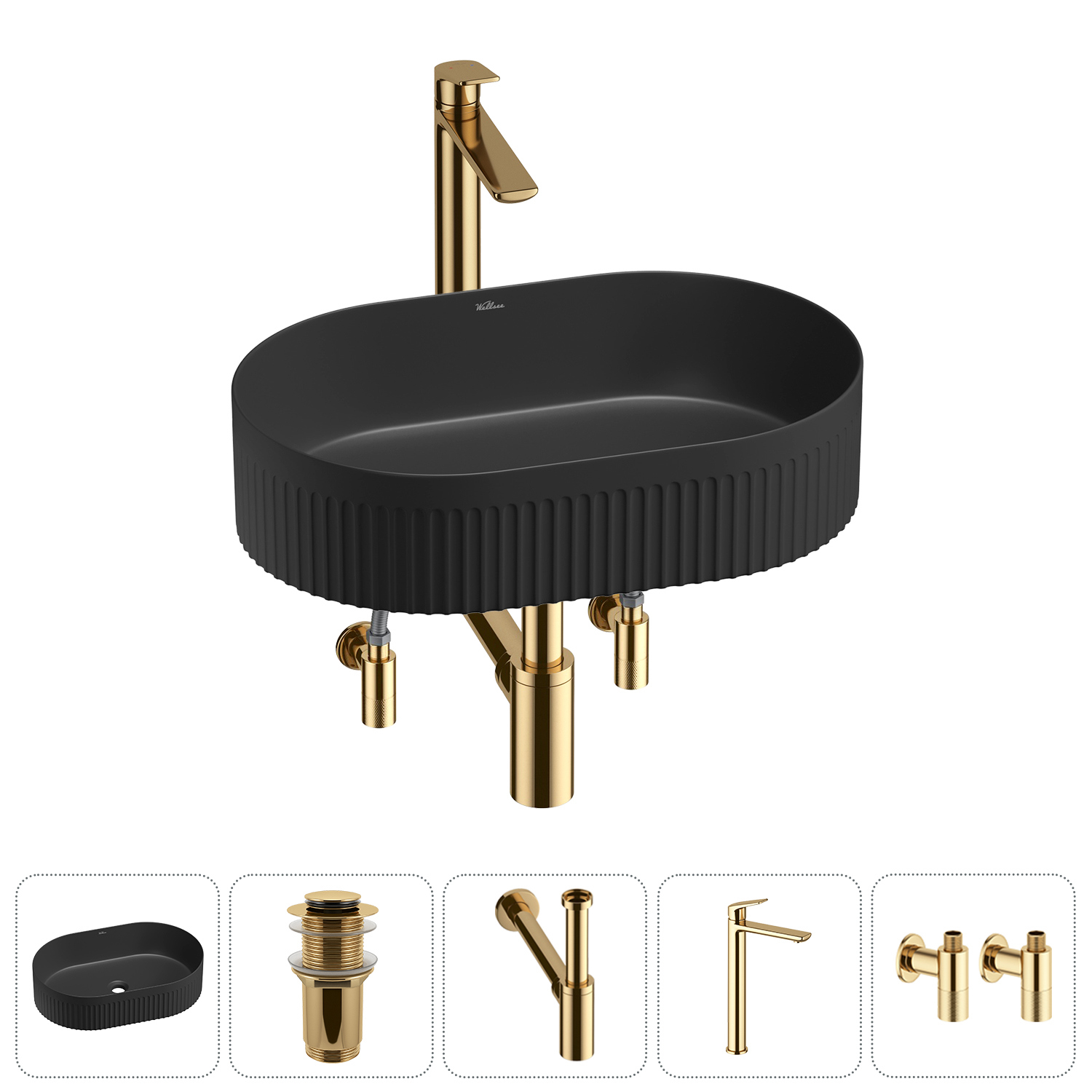 Изображение товара Раковина Wellsee festive fox 2.0 20213777R 50см цвет раковина 5 в 1: д/к, сифон, смеситель, вентили