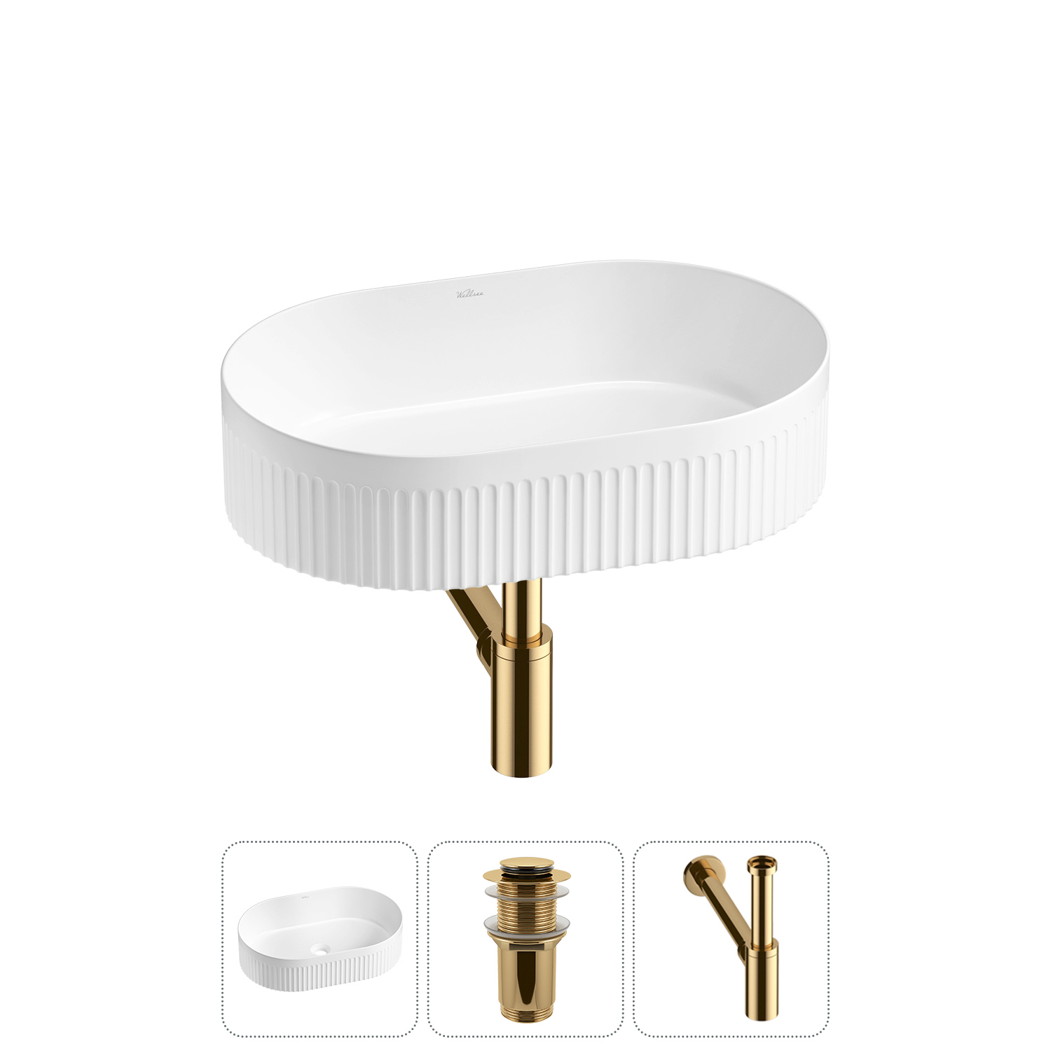 Изображение товара Раковина Wellsee festive fox 2.0 20213784R 50 см с сифоном и донным клапаном