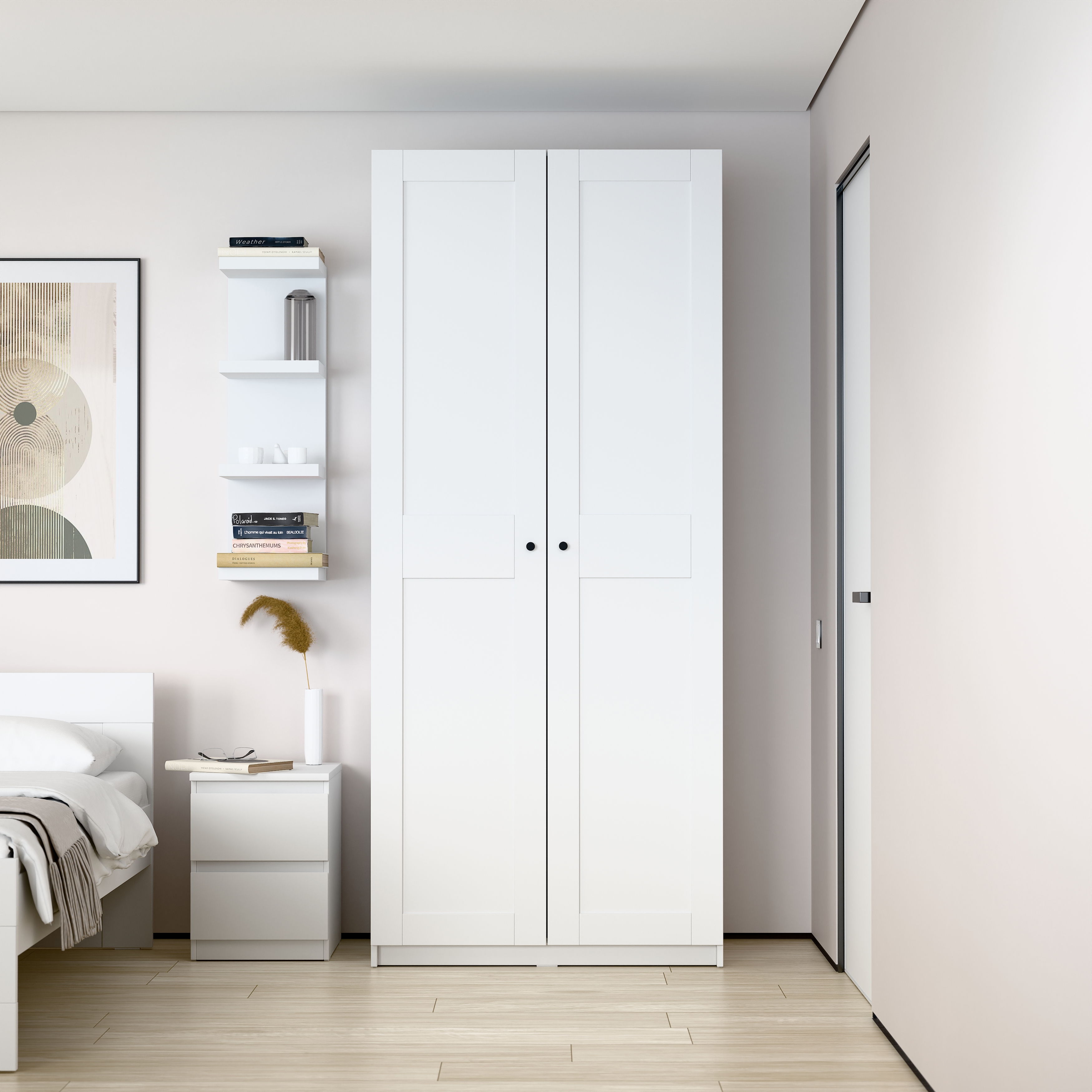 Изображение товара Шкаф для одежды Гуд Лакк Макс 2 двери 100x233x61 см ДСП цвет белый