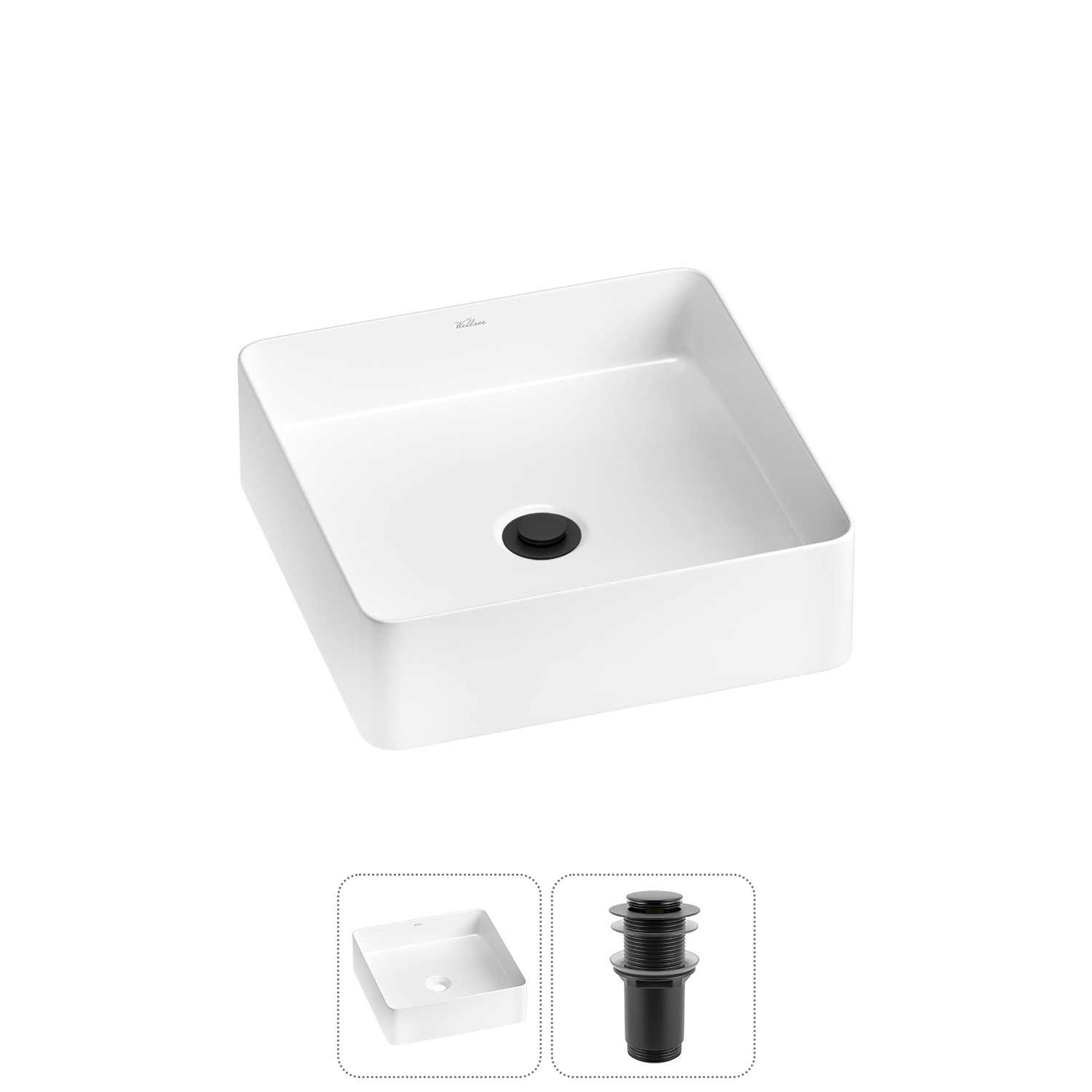 Изображение товара Раковина Wellsee freedom 2.0 30 см квадратная глянцевая белая