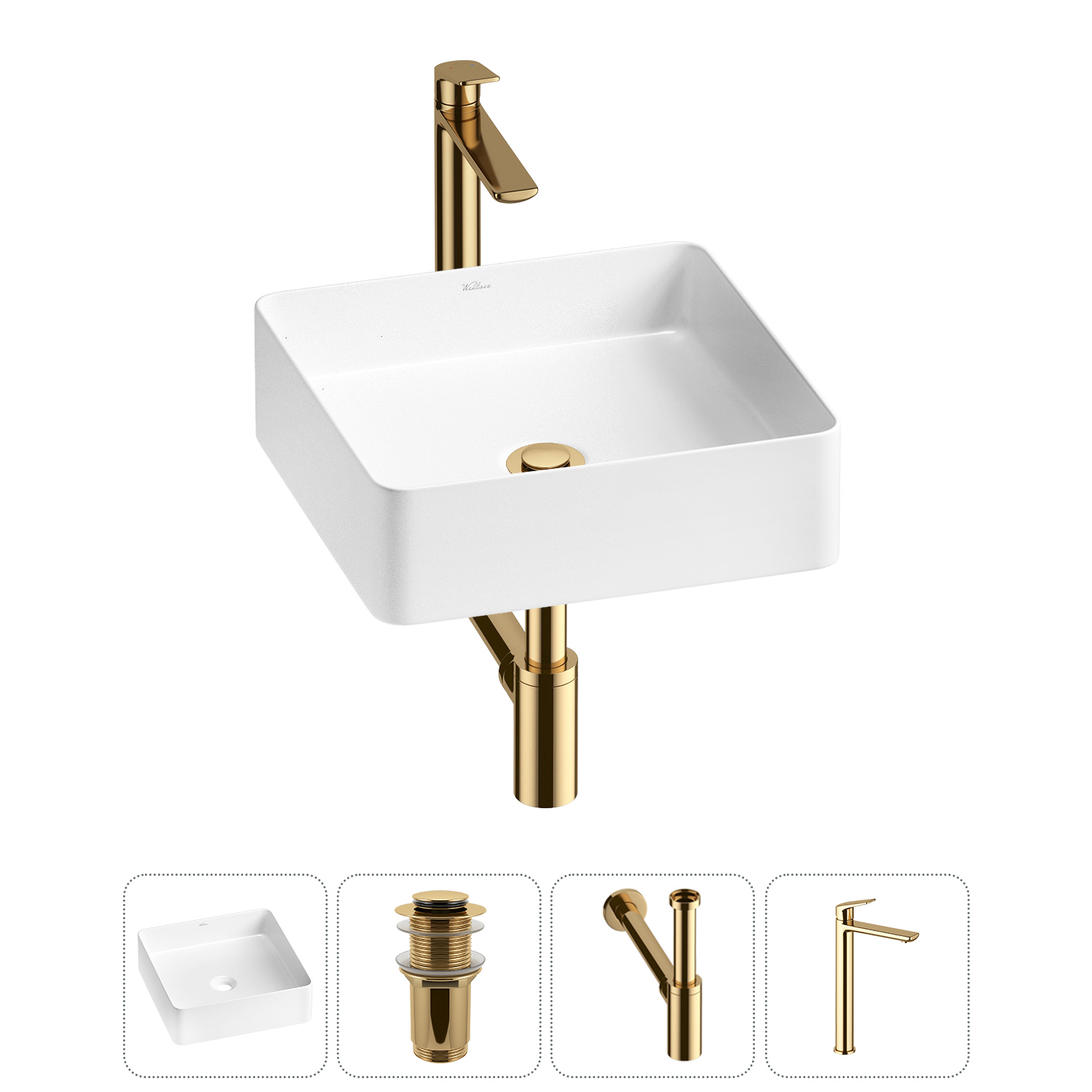 Изображение товара Раковина Wellsee freedom 2.0 30 см, комплект 4 в 1, стильный дизайн