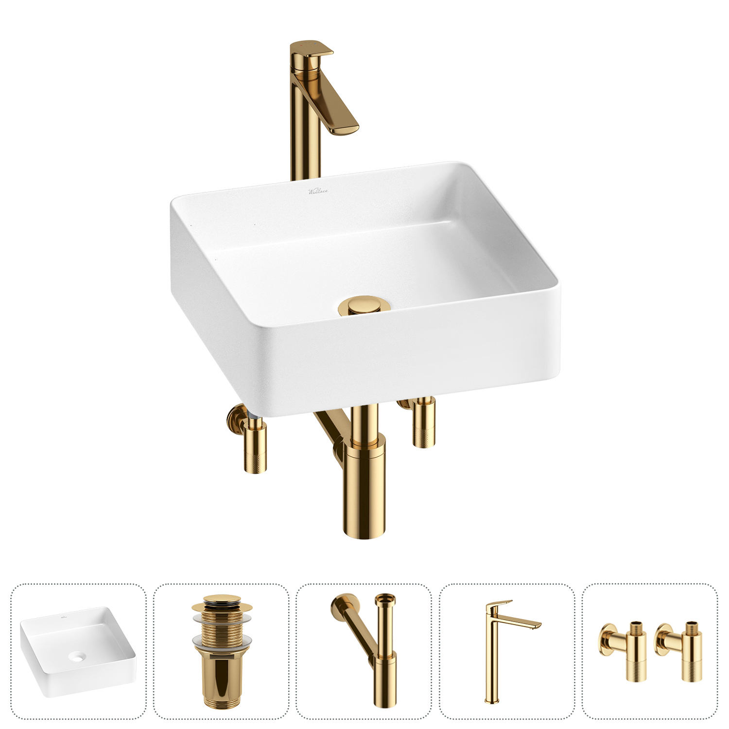 Изображение товара Раковина Wellsee freedom 2.0 30 см белая комплект 5 в 1