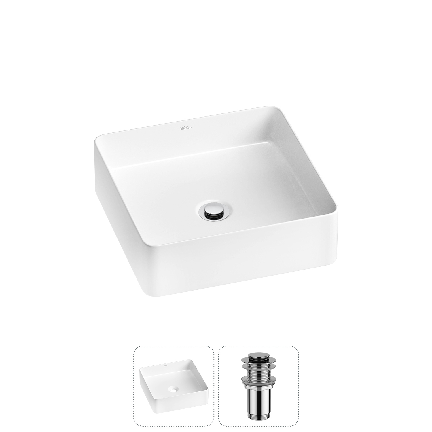 Изображение товара Раковина Wellsee freedom 2.0 36 см 2 в 1 из RefCeram® белая глянцевая Польша