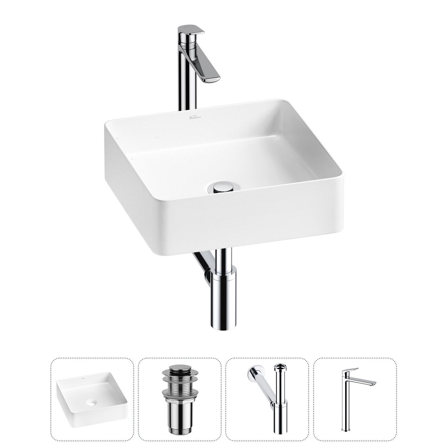Изображение товара Раковина Wellsee freedom 2.0 36 см 4 в 1 комплект керамическая белая
