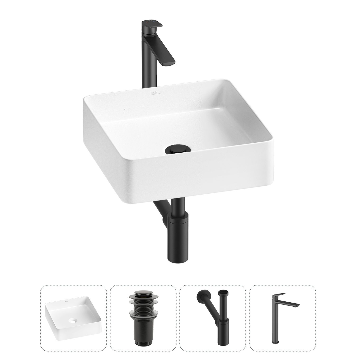 Изображение товара Раковина Wellsee freedom 2.0 36х36 см комплект 4 в 1