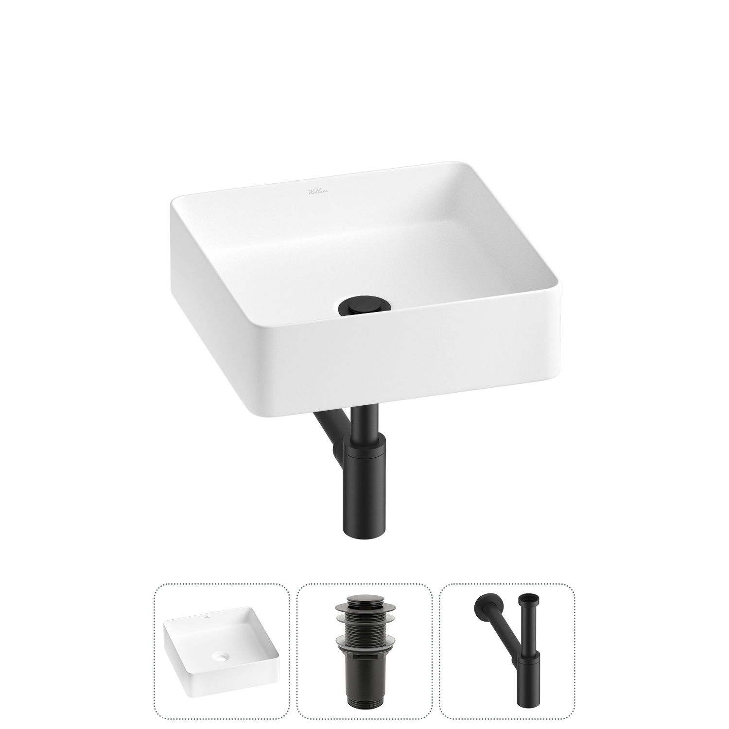 Изображение товара Раковина Wellsee freedom 2.0 20214380R 30см цвет раковина 3 в 1: д/к, сифон