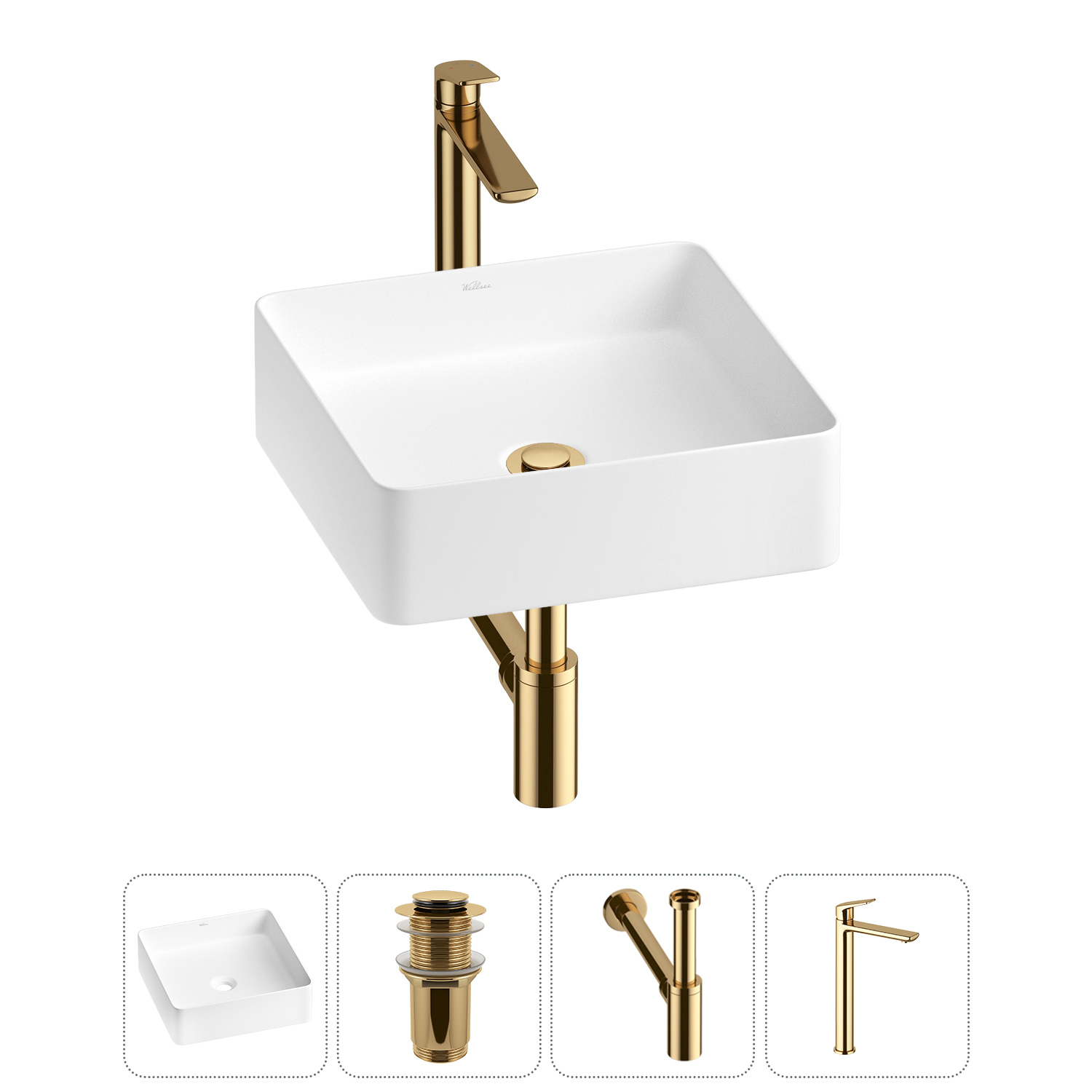 Изображение товара Раковина Wellsee Freedom 2.0 30см 4 в 1 с сифоном смесителем из RefCeram