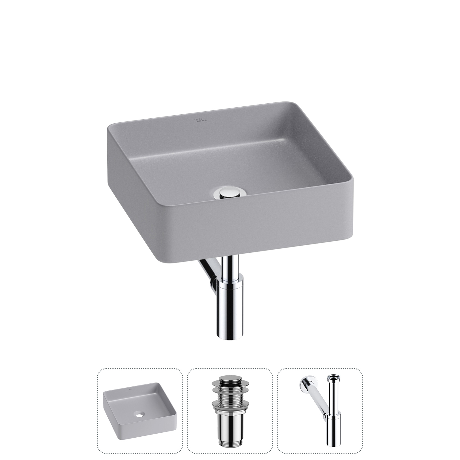 Изображение товара Раковина Wellsee freedom 2.0 20214432R 30 см квадратная матовая серый для ванной