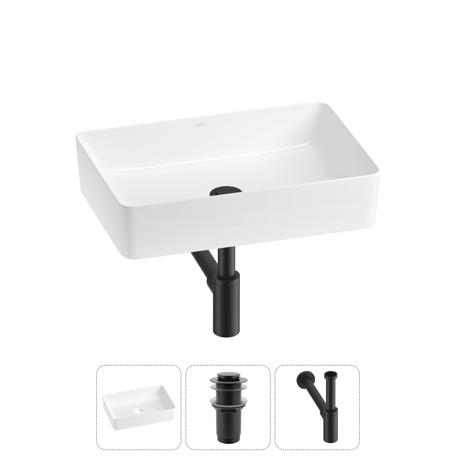 Изображение товара Раковина Wellsee freedom 2.0 20214444R 50см цвет раковина 3 в 1: д/к, сифон